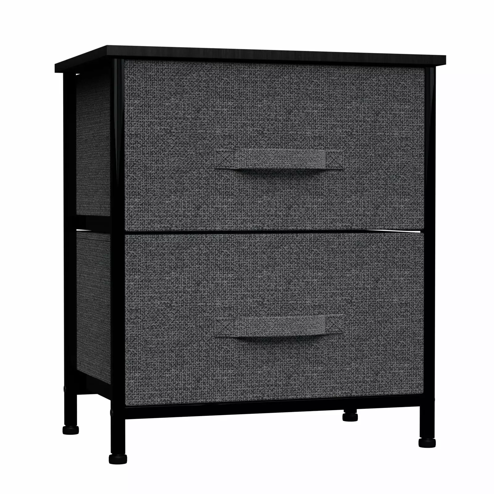 TKOOFN 2-Tier Dresser Fabric Drawers Steel Frame Wood Top Furniture Storage Tower Organizer For Bedroom. Hallway. Entryway. Closets. Dorm Room. Living Room(Gray/Brown/Beige)