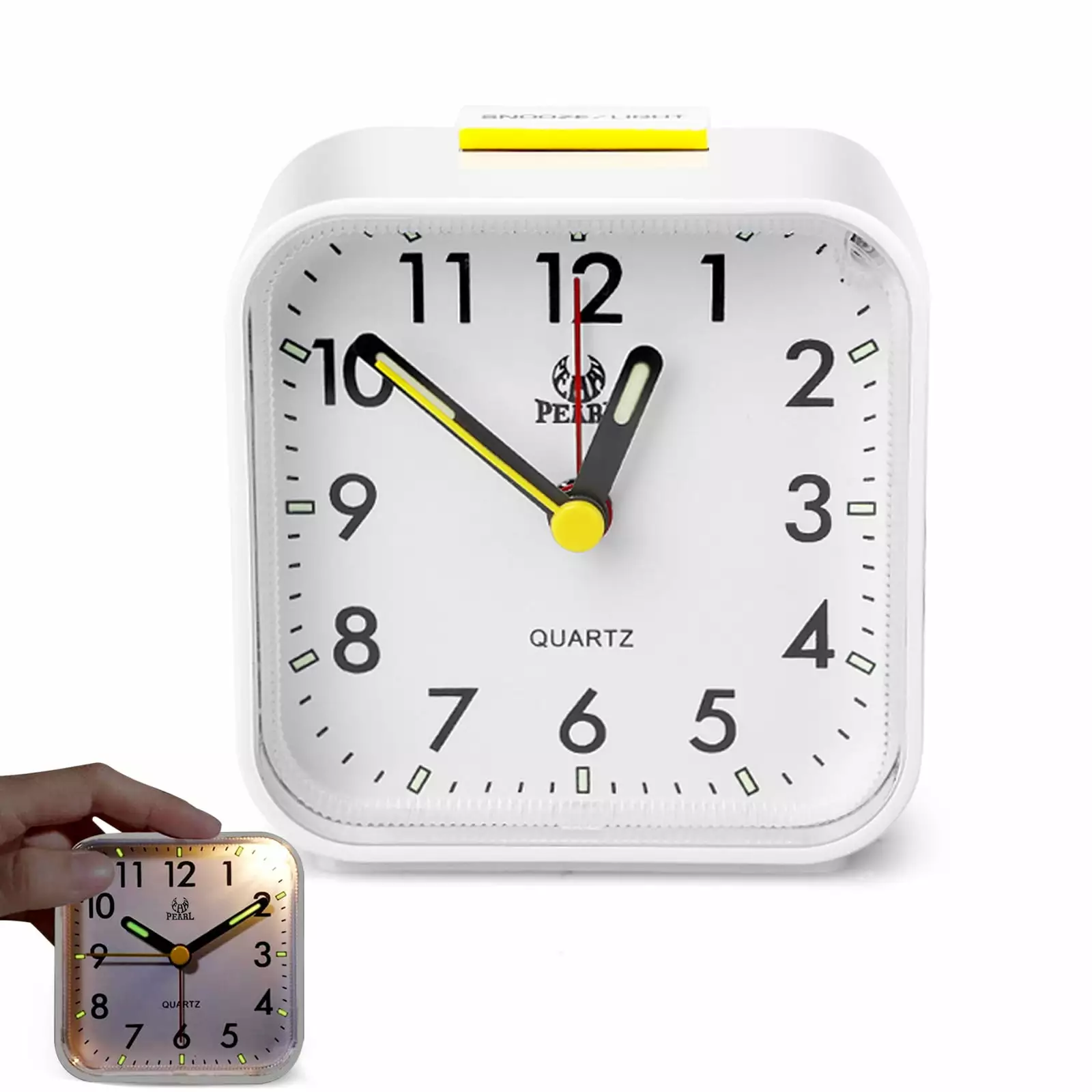 TSV Old-Fashioned Alarm Clock. Mini Battery Operated Analog Alarm Clock. SquareTravel Portable Alarm Clock. Compact & Lightweight Bedside Clock with Snooze Timed for Teenager. Elderly. Travelers