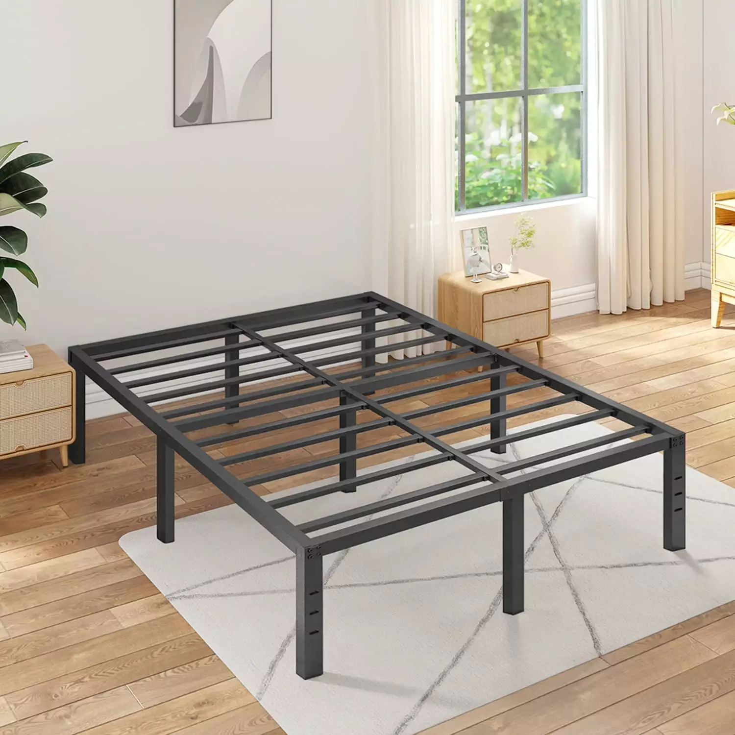 Tatago 18 Inch (H) Heavy Duty Queen Metal Bed Frame. 3500 lbs Capacity Metal Platform Bed frames Queen Size. Sturdy Steel Mattress Foundation with Storage. Non-Slip. No Noise No Box Spring Needed