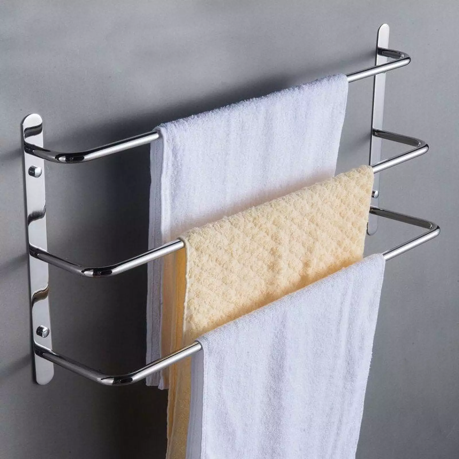 Tcbosik 3-Tier Towel Bars 18 Inches Bathroom Towel Rack. 304 Stainless Steel Towel Rails Wall Mounted. Polishing Silver