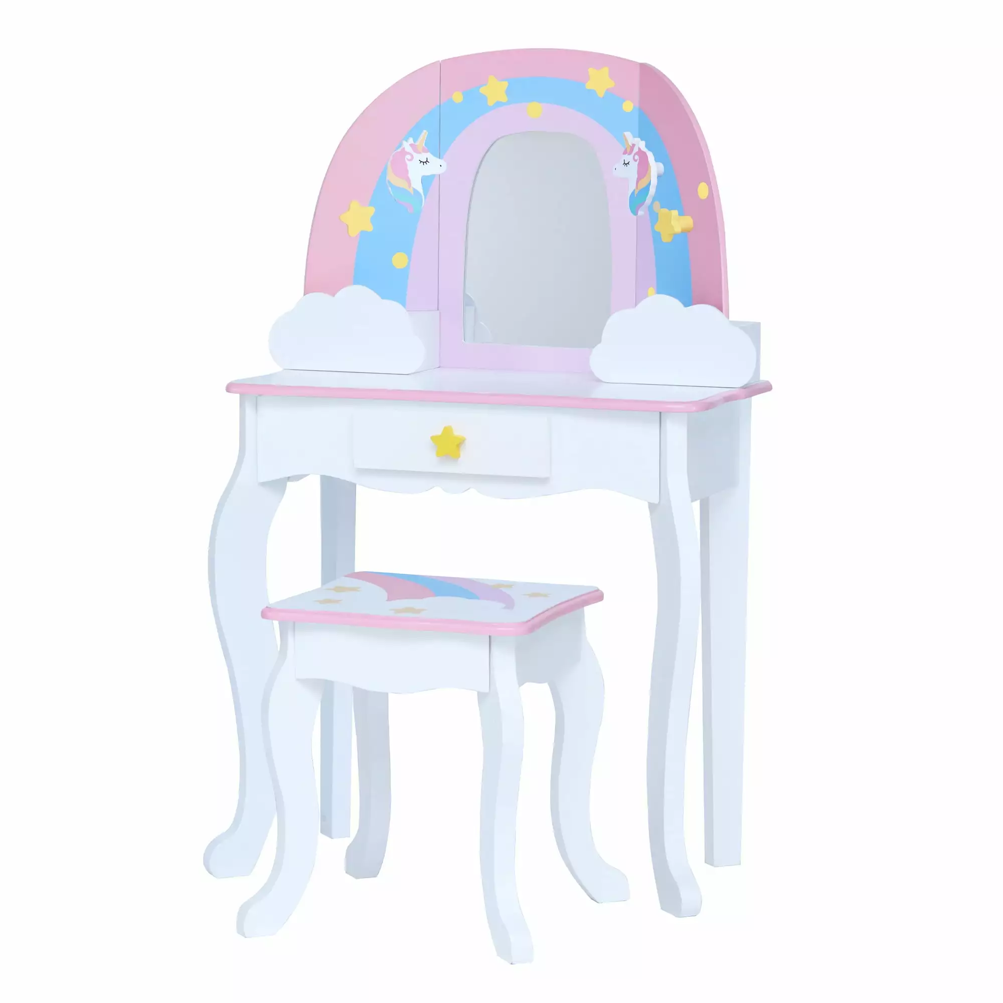 Teamson Kids Little Dreamer Kids Vanity Table & Stool. White/Pink