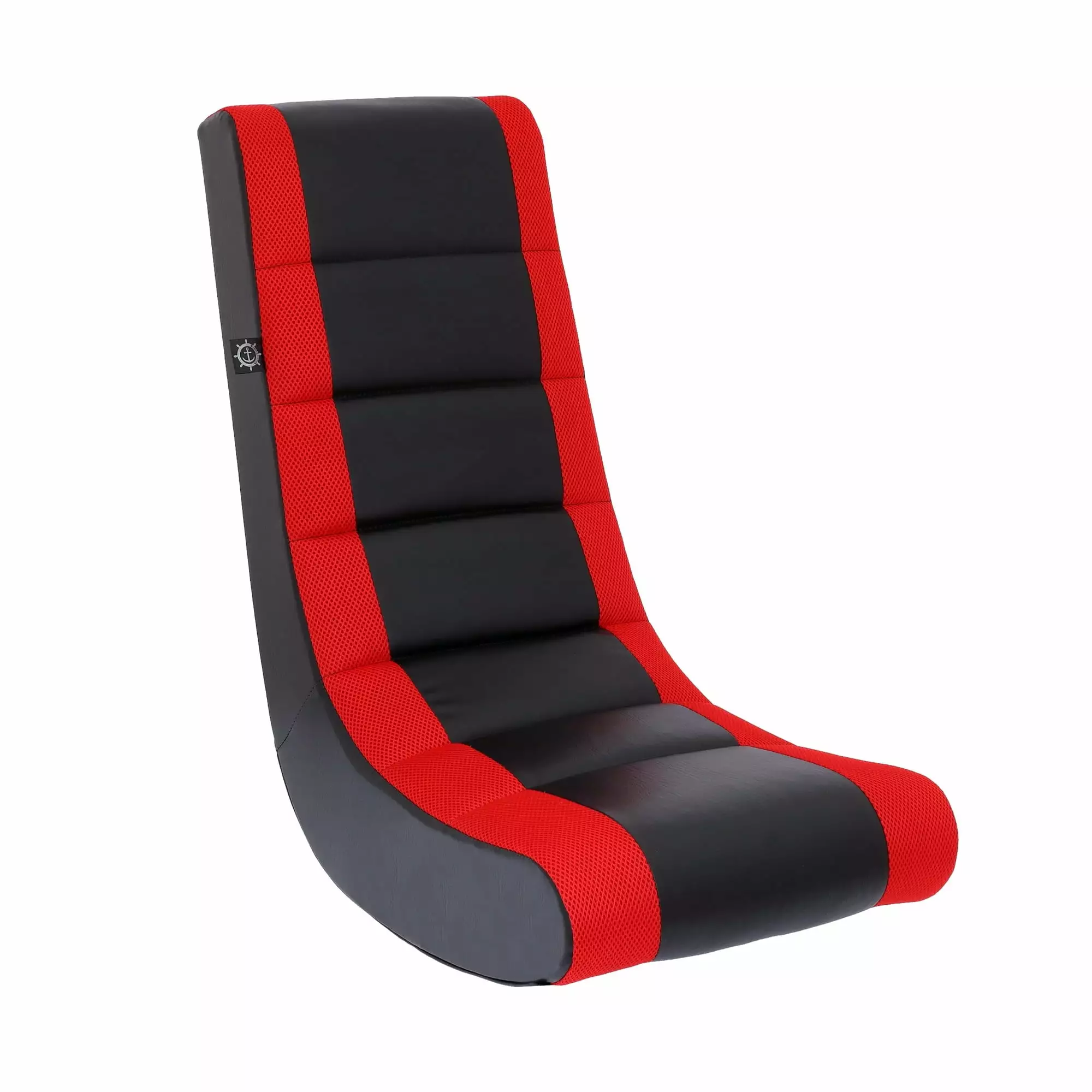 The Crew Furniture Classic Video Rocker Floor Gaming Chair. Kids and Teens. PU Faux Leather & Polyester Mesh. Black/Red