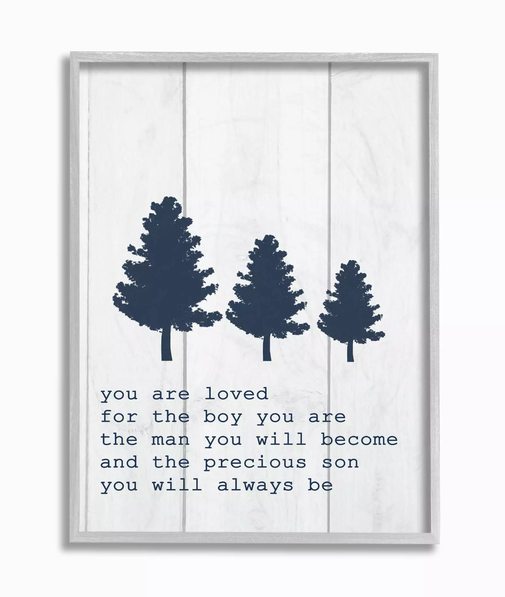 The Kids Room By Stupell You Are Loved Son Three Tree Planks Gray Framed Texturized Art