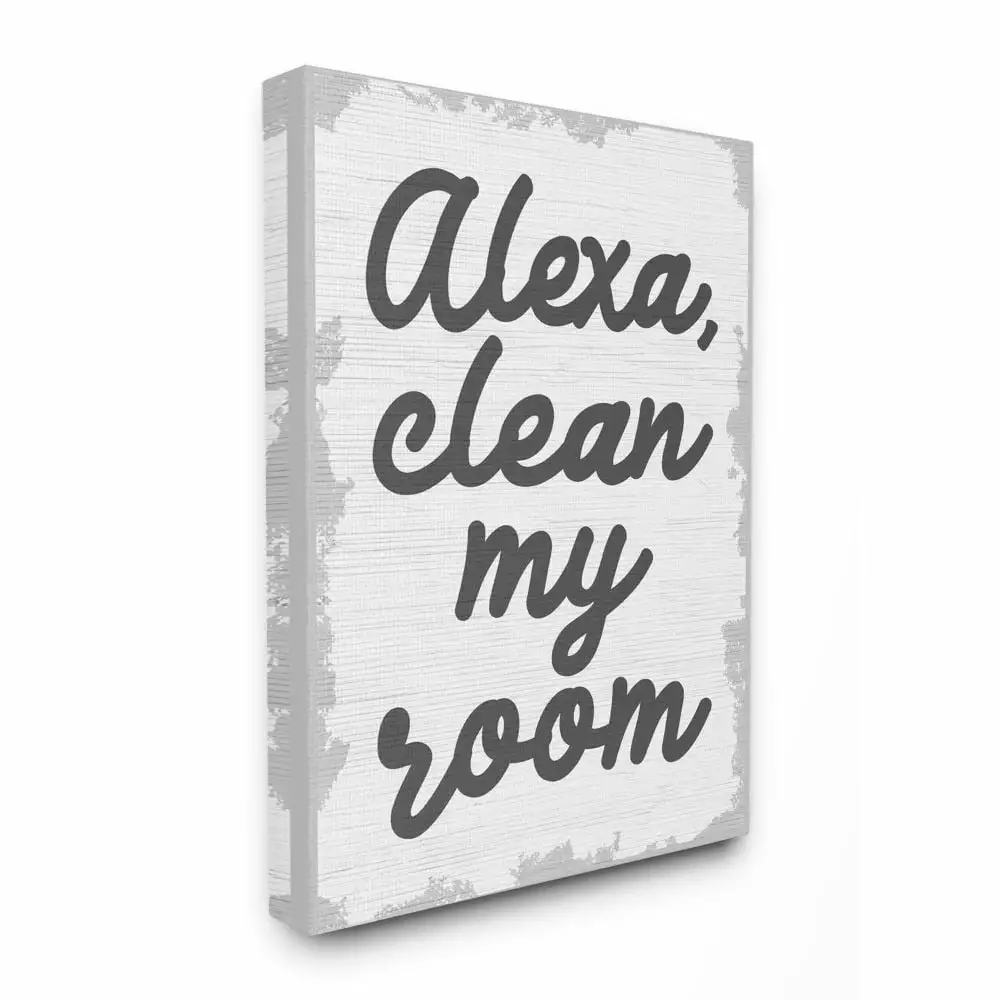 The Kids Room by Stupell Alexa Clean My Room Kids Funny Word Design Canvas Wall Art by Daphne Polselli