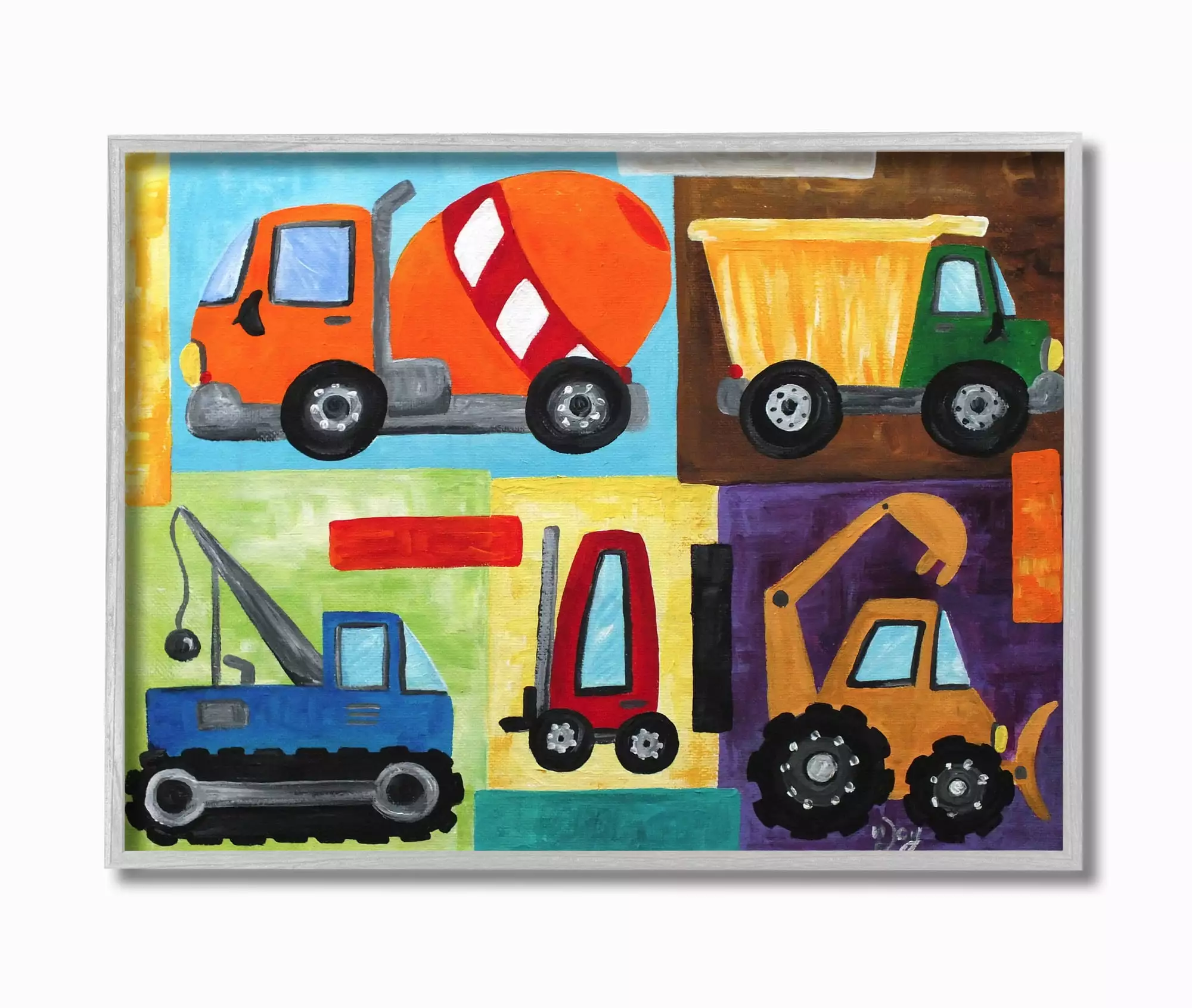 The Kids Room by Stupell Construction Trucks Set Framed Wall Art by nJoyArt