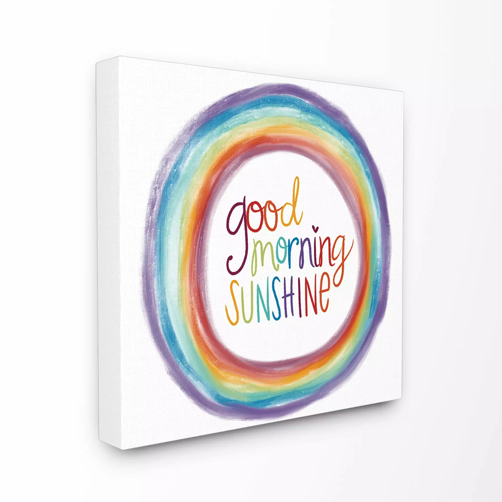 The Kids Room by Stupell Good Morning Sunshine Rainbow Stretched Canvas Wall Art. 17 x 1.5 x 17