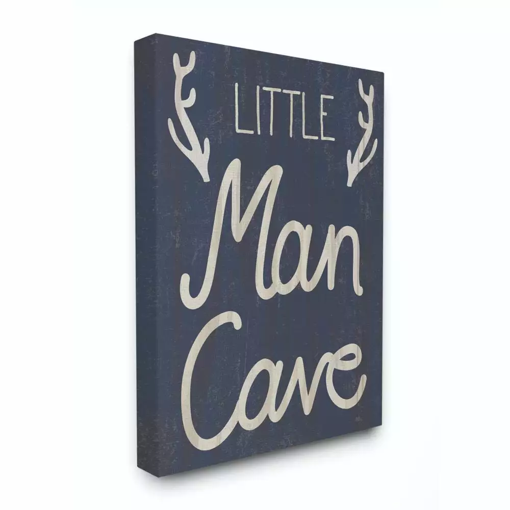 The Kids Room by Stupell Kids Little Man Cave Word Boys Blue Nursery Design Canvas Wall Art by Daphne Polselli