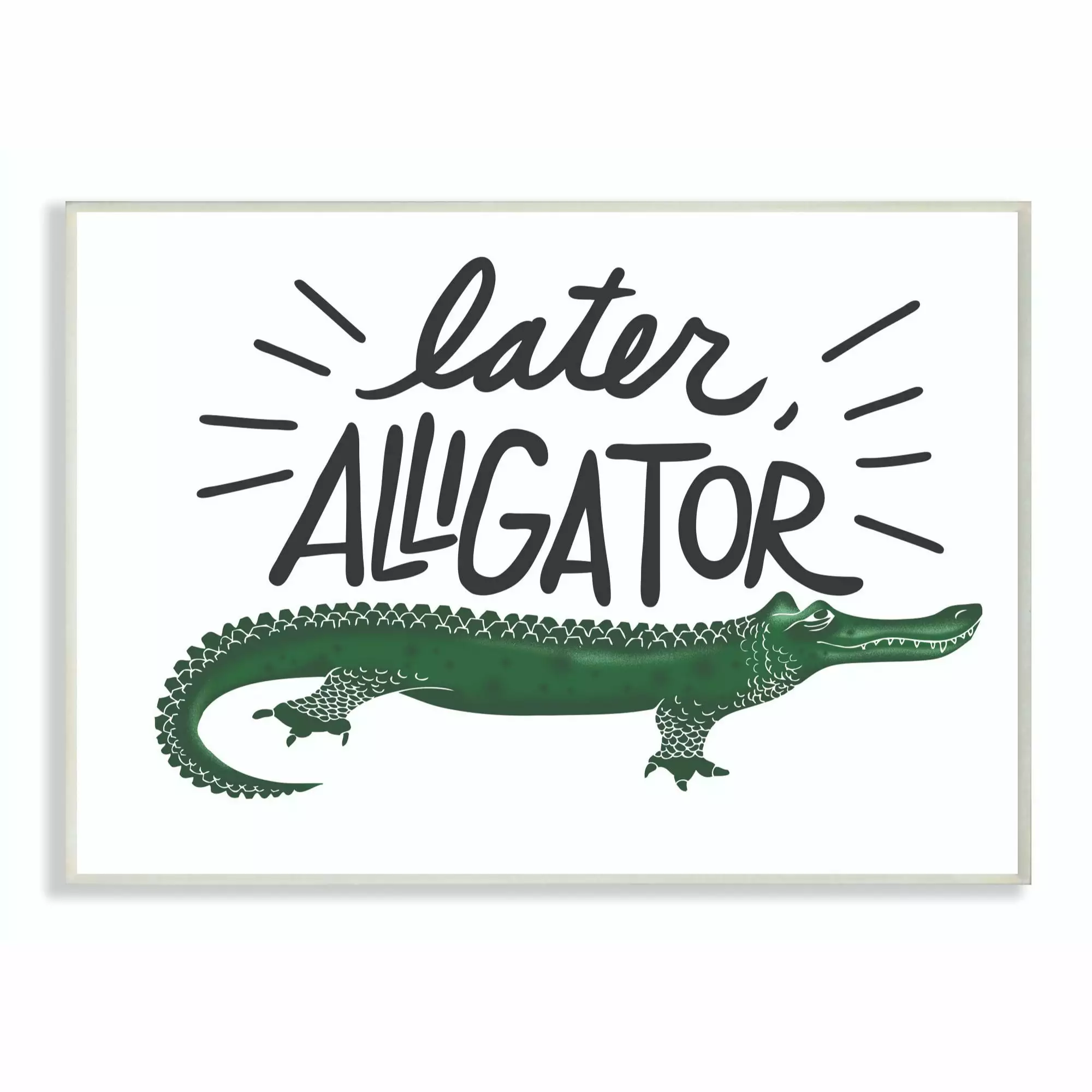 The Kids Room by Stupell Later Alligator Animal Cartoon Green Kids Nursery Word Design Wall Plaque by The Saturday Evening Post