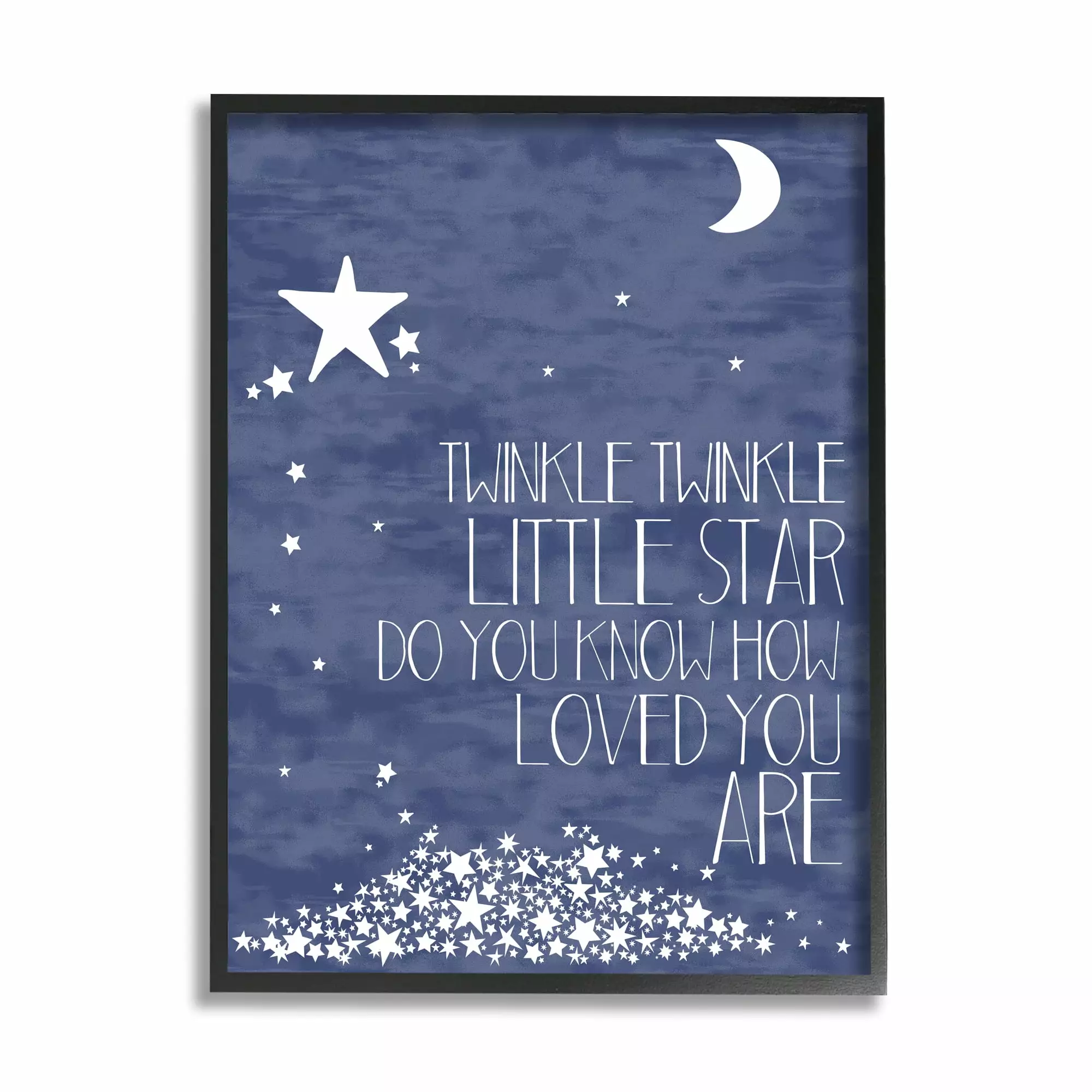 The Kids Room by Stupell Navy Textural Twinkle Little Star Typography Oversized Framed Giclee Texturized Art. 16 x 1.5 x 20