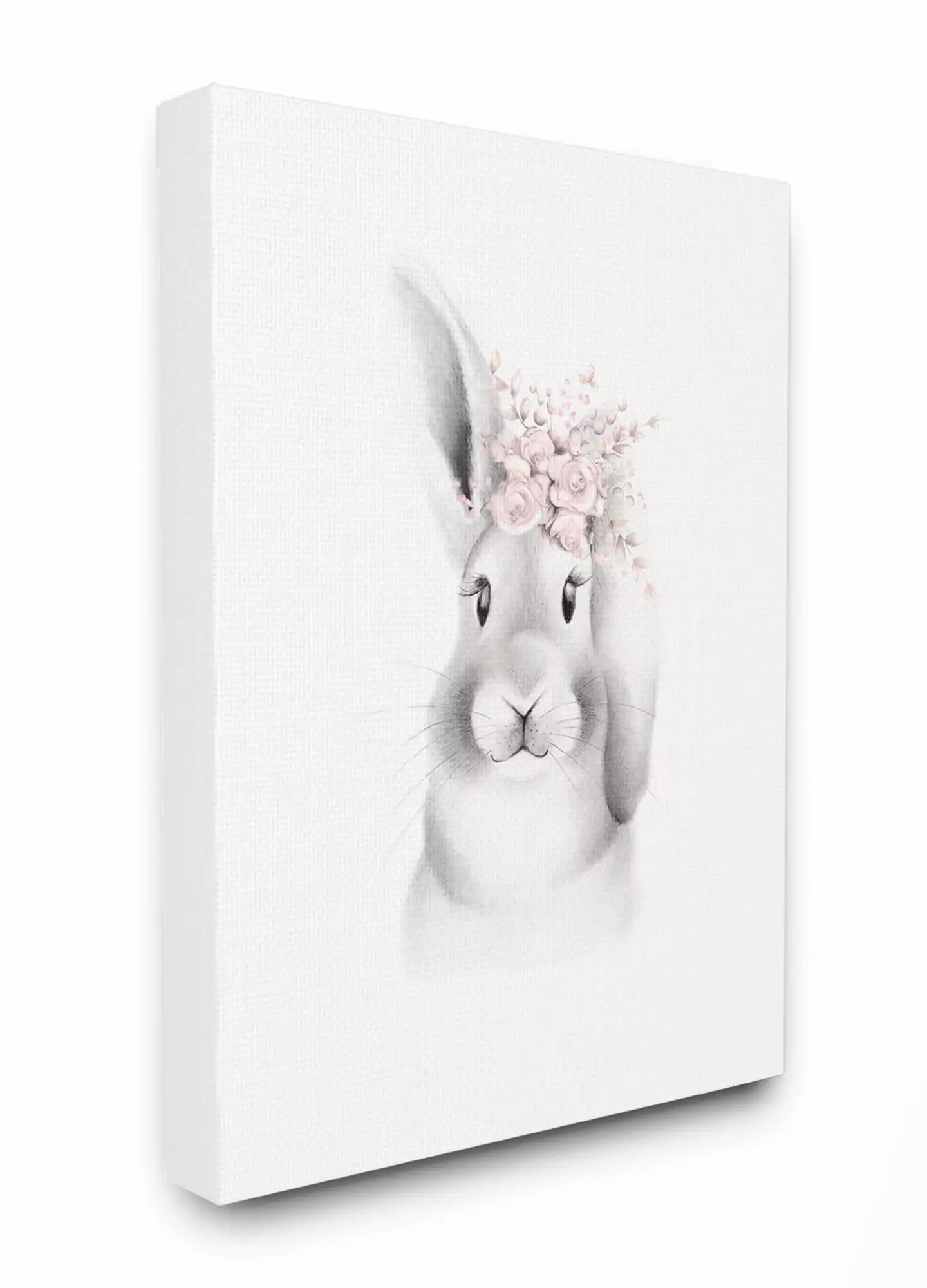 The Kids Room by Stupell Sketched Fluffy Bunny Flowers Oversized Stretched Canvas Wall Art. 24 x 1.5 x 30