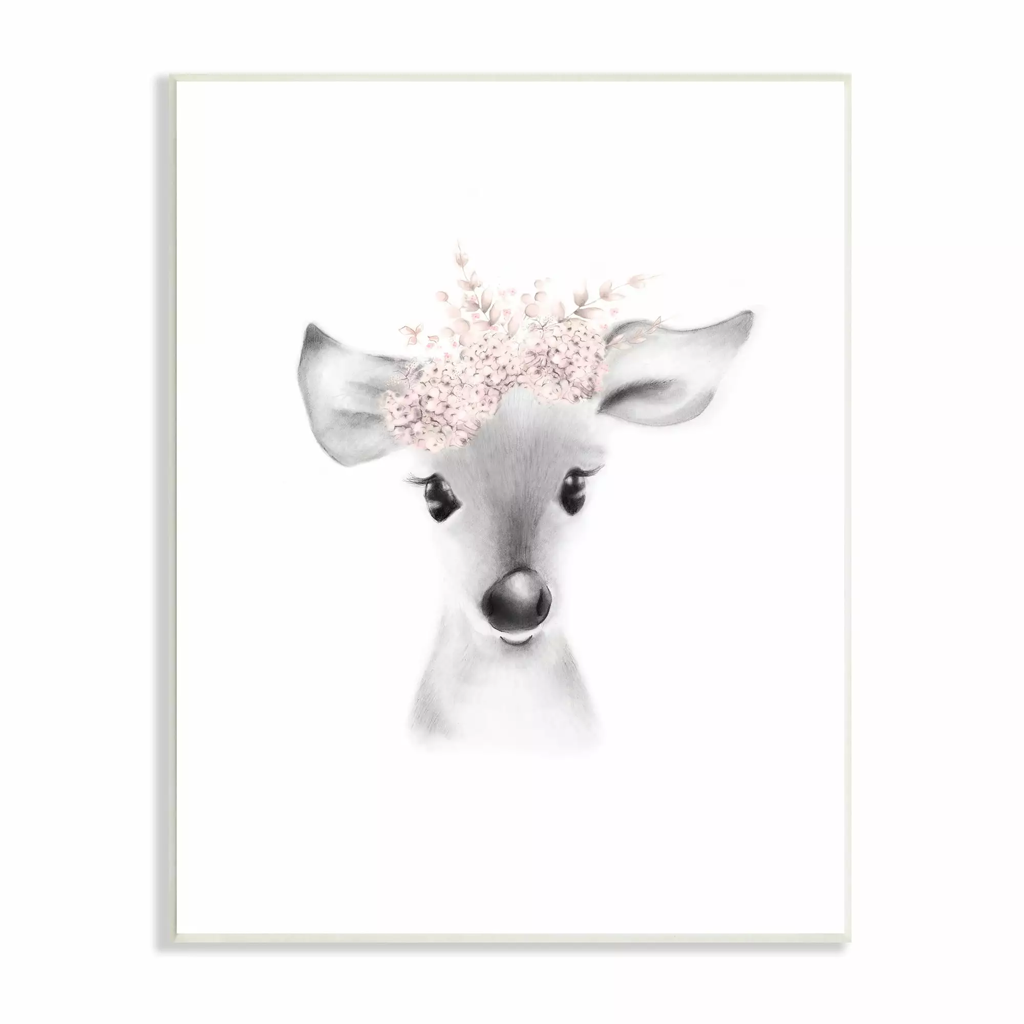 The Kids Room by Stupell Sketched Fluffy Deer Flowers Wall Plaque Art. 10 x 0.5 x 15