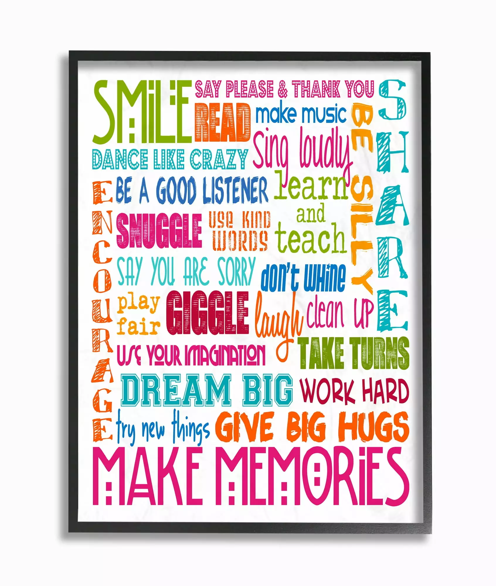 The Kids Room by Stupell Smile Make Memories Rainbow Framed Wall Art by Erica Billups