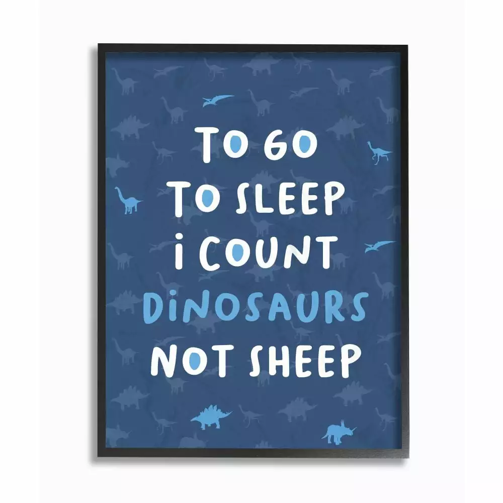 The Kids Room by Stupell To Go To Sleep I Count Dinosaurs Not Sheep Blue Typography Framed Giclee Texturized Art