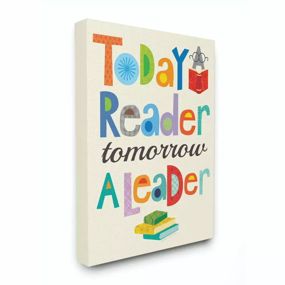 The Kids Room by Stupell Today a Reader Tomorrow a Leader Canvas Wall Art by Ellen Crimi-Trent