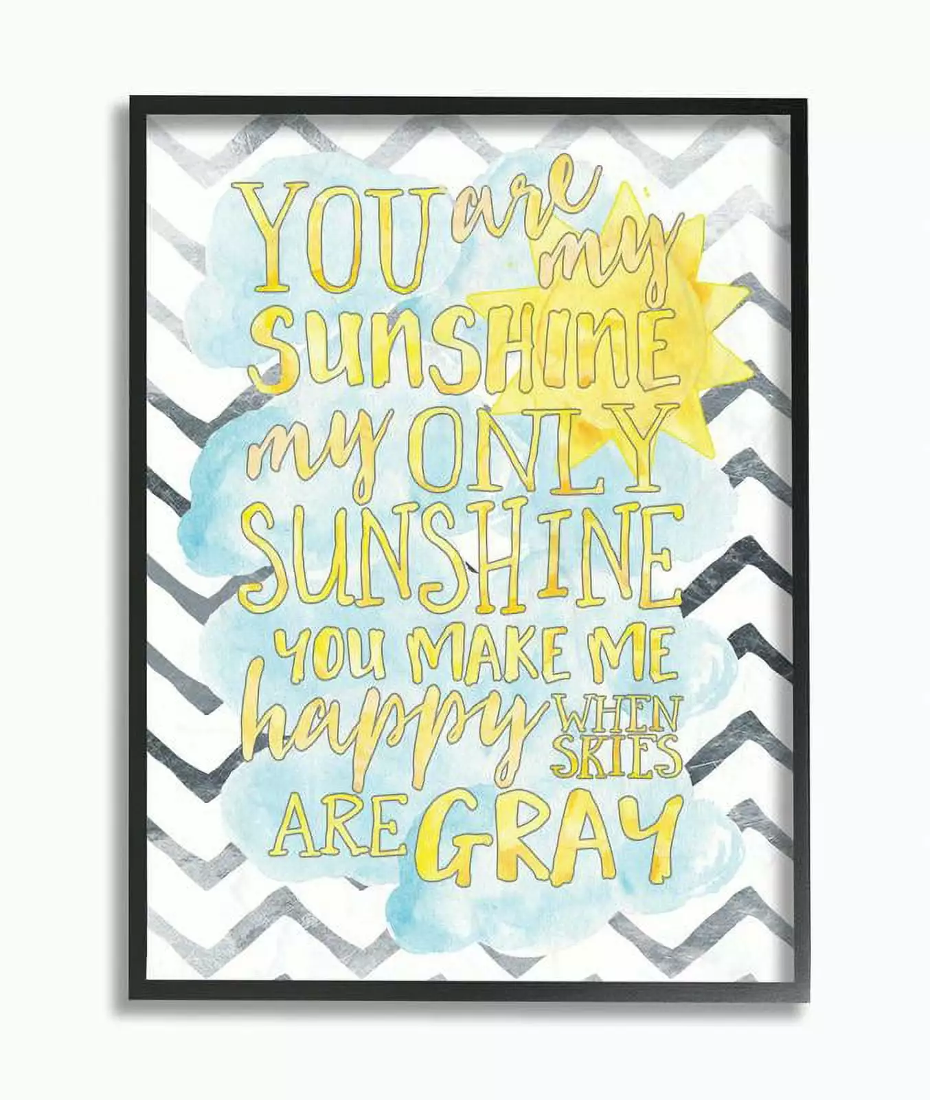 The Kids Room by Stupell You are My Sunshine Watercolors Chevron Framed Wall Art by Erica Billups