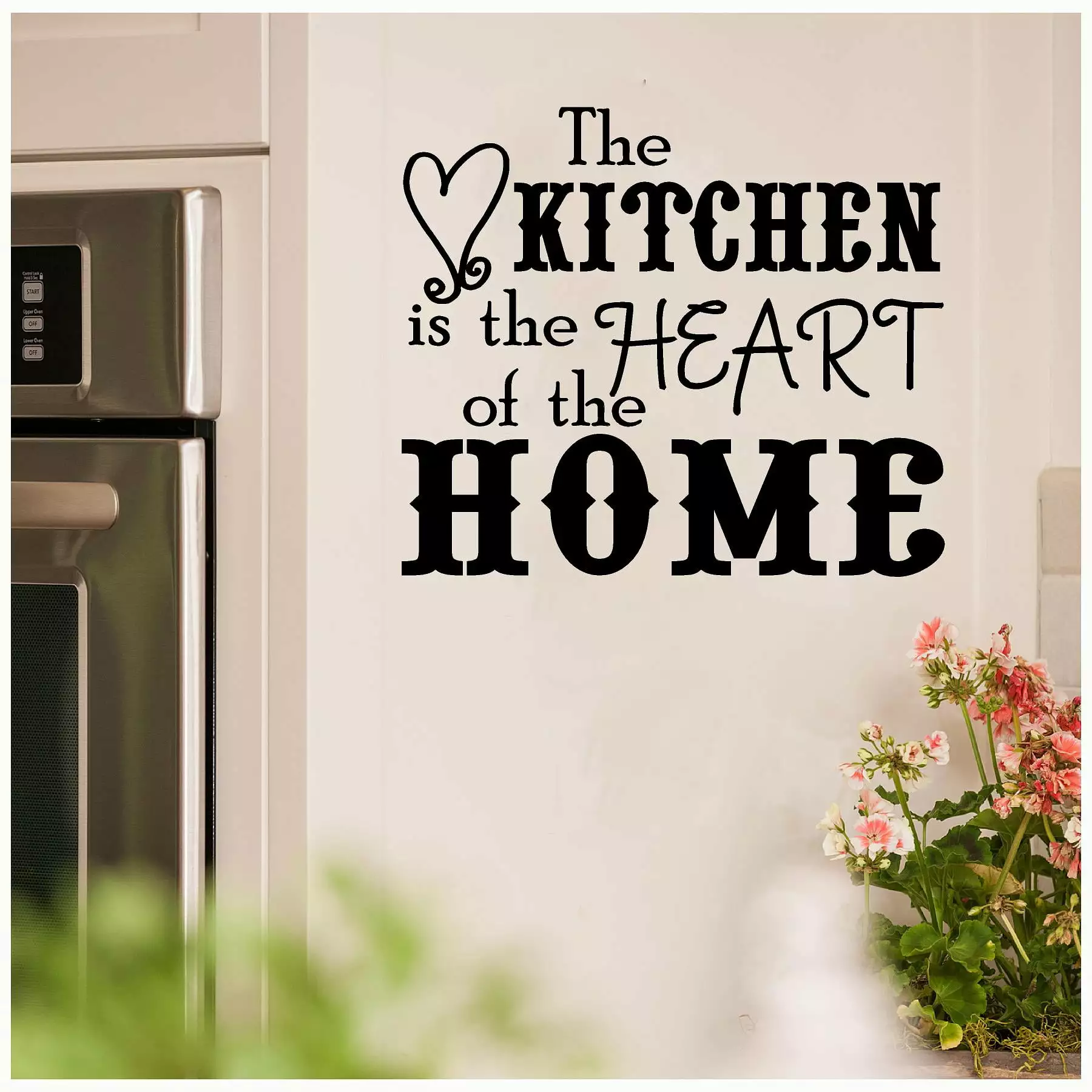 The Kitchen Is The Heart Of The Home - Size: 12.5H x 14.5L - Color: Black Wall Decal Vinyl Lettering Sayings Quote Home Decor Art Sticker