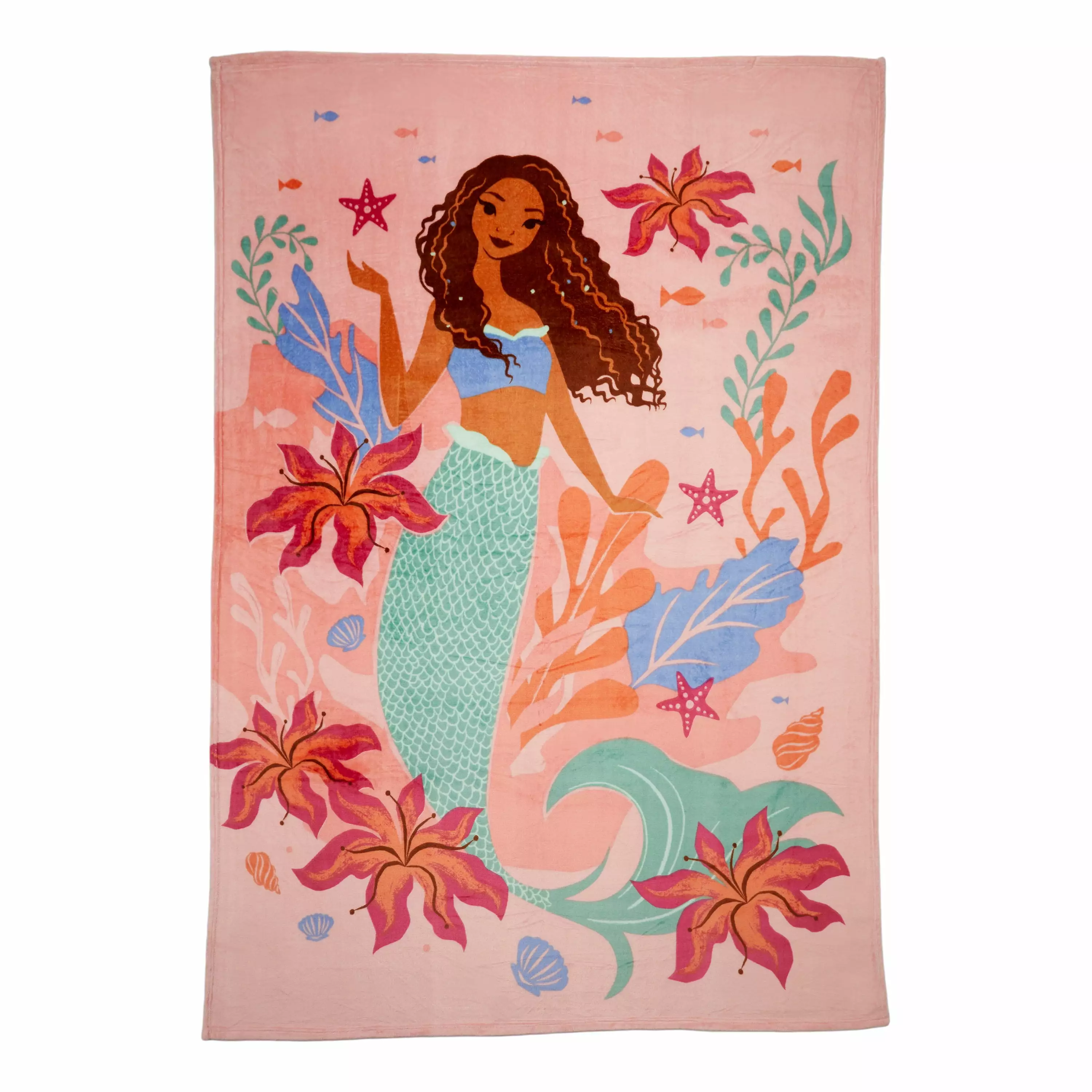 The Little Mermaid Live Action Kids Plush Blanket. Twin/Full Size 62x90. Disney Princess