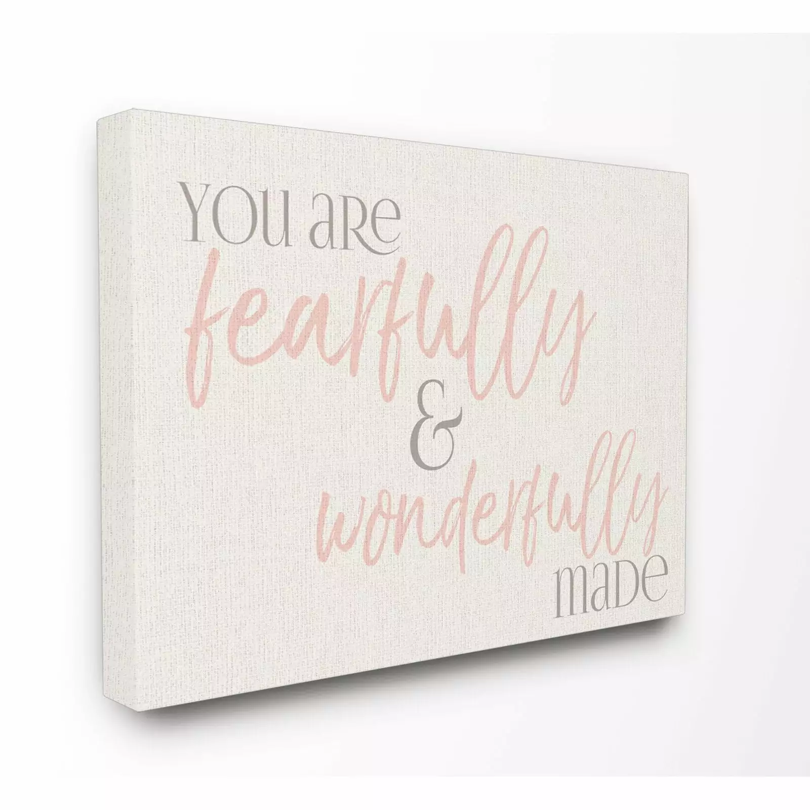 The Stupell Home Decor Collection Fearfully Wonderfully Made Pink Typography Wall Art