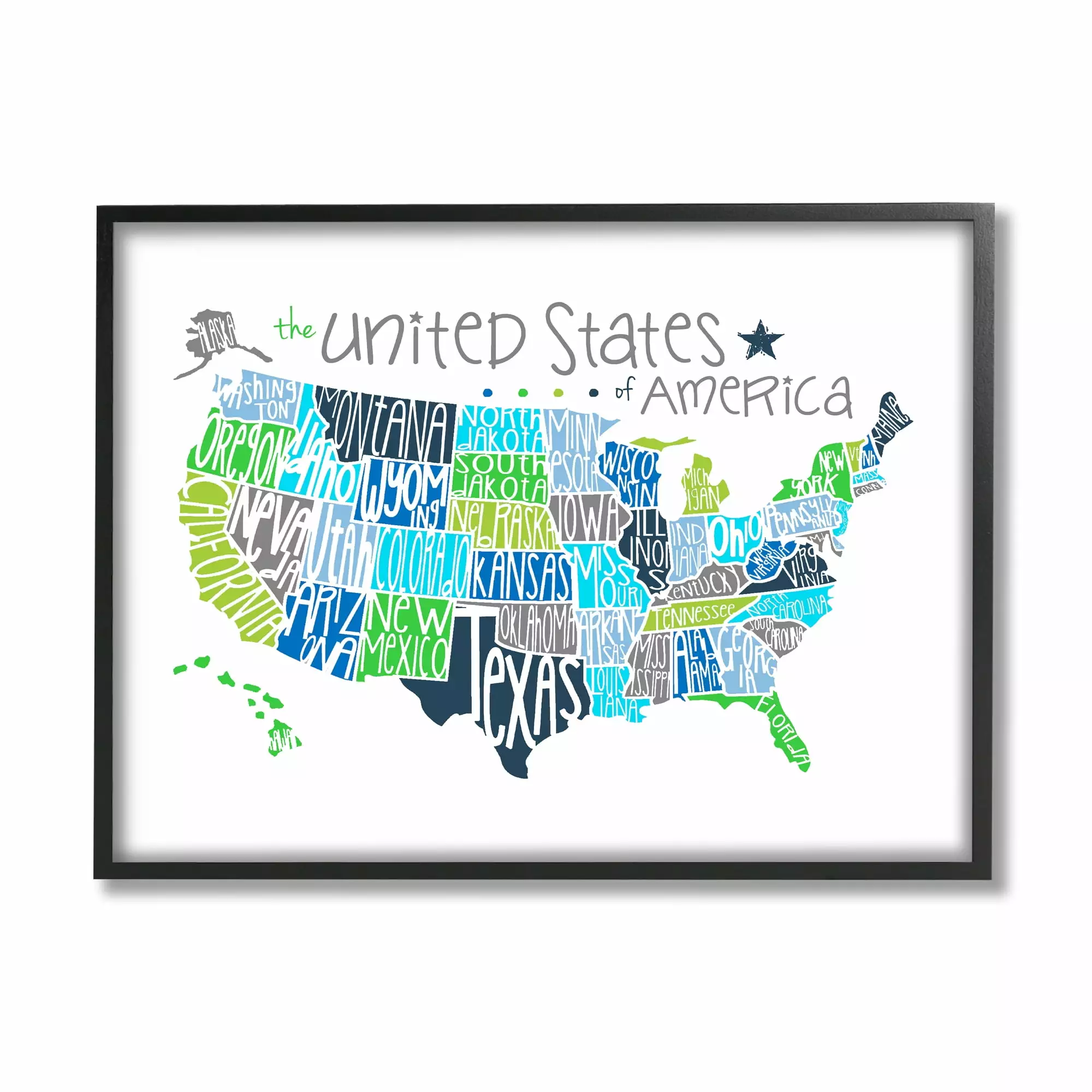 The Stupell Home Decor Collection The Kids Room by Stupell United States Map Colored Typography Wall Art