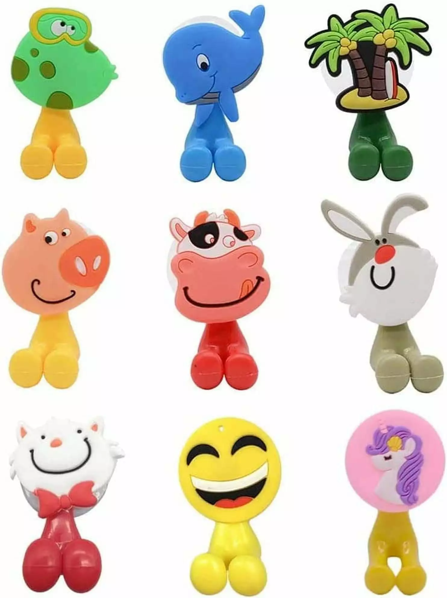 Toothbrush Holder for Kids. Cute Animal Wall Mounted Toothbrush Holder with Suction Cup (9 Pack Animal)