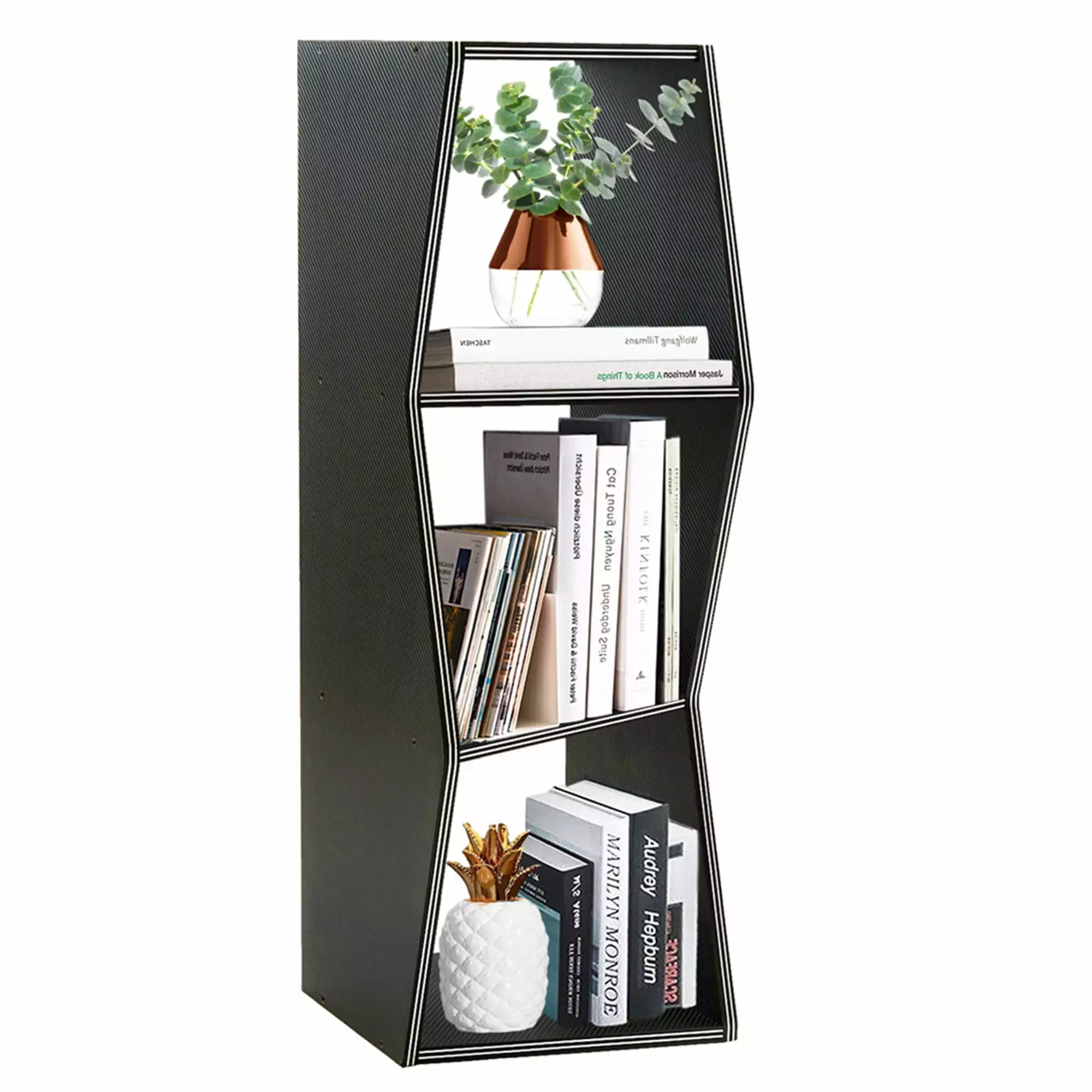 Topcobe 3-Shelf Bookcase Bookshelf for Kid Wooden Shelf Storage. Black