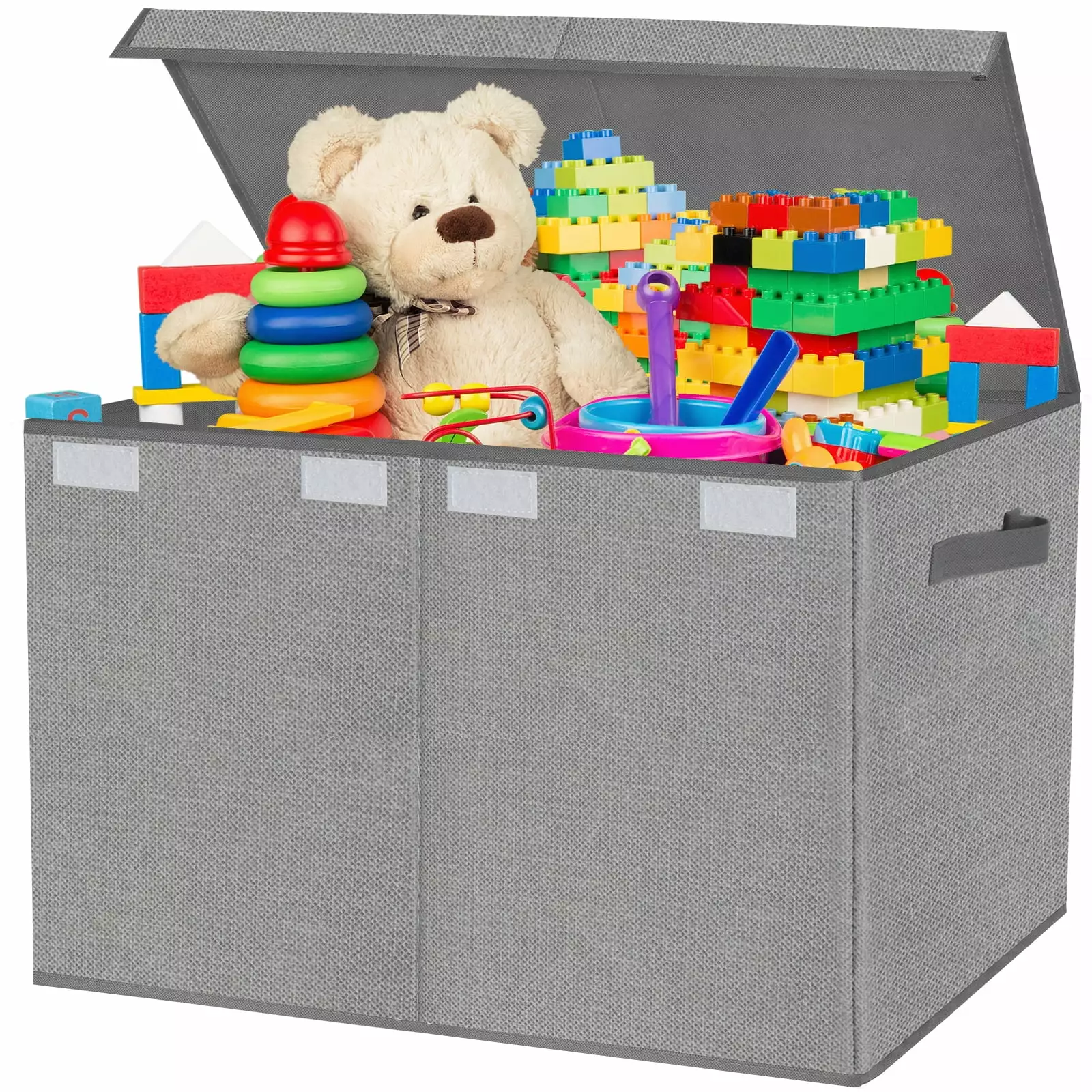 Toy Box Chest Storage Organizer for Boys Girls - Large Kids Collapsible Toy Bins Container with Lids and Handles for Bedroom .Playroom.Nursery.Clothes.Stuffed animals ( Grey)