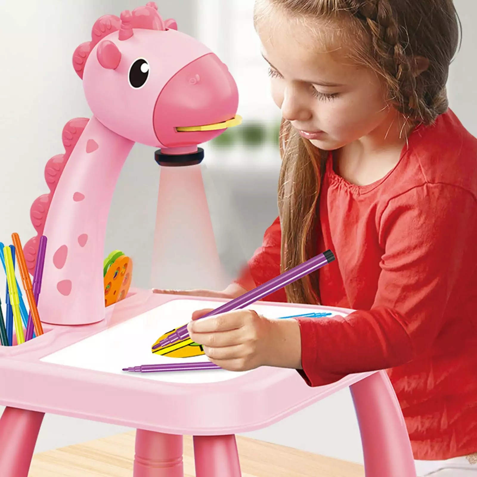 Toys Clearance 2023! CWCWFHZH Child Smart Giraffe Style Projector Desk with Light Learning Painting Machine Toy 5ML Toys Paint