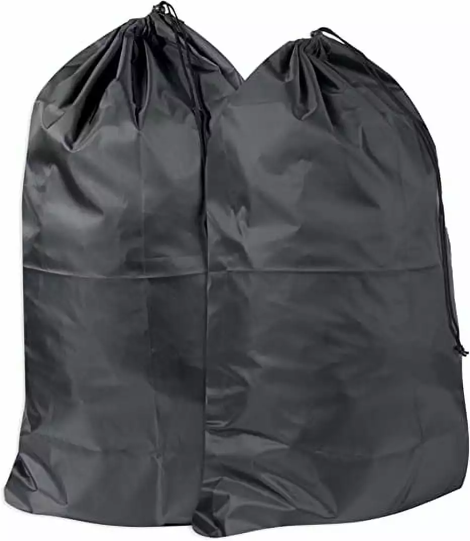 Trailmaker. 2 Pack Washable Drawstring Extra Large Heavy Duty Laundry Bags for Dorms. Travel. Gym - Black