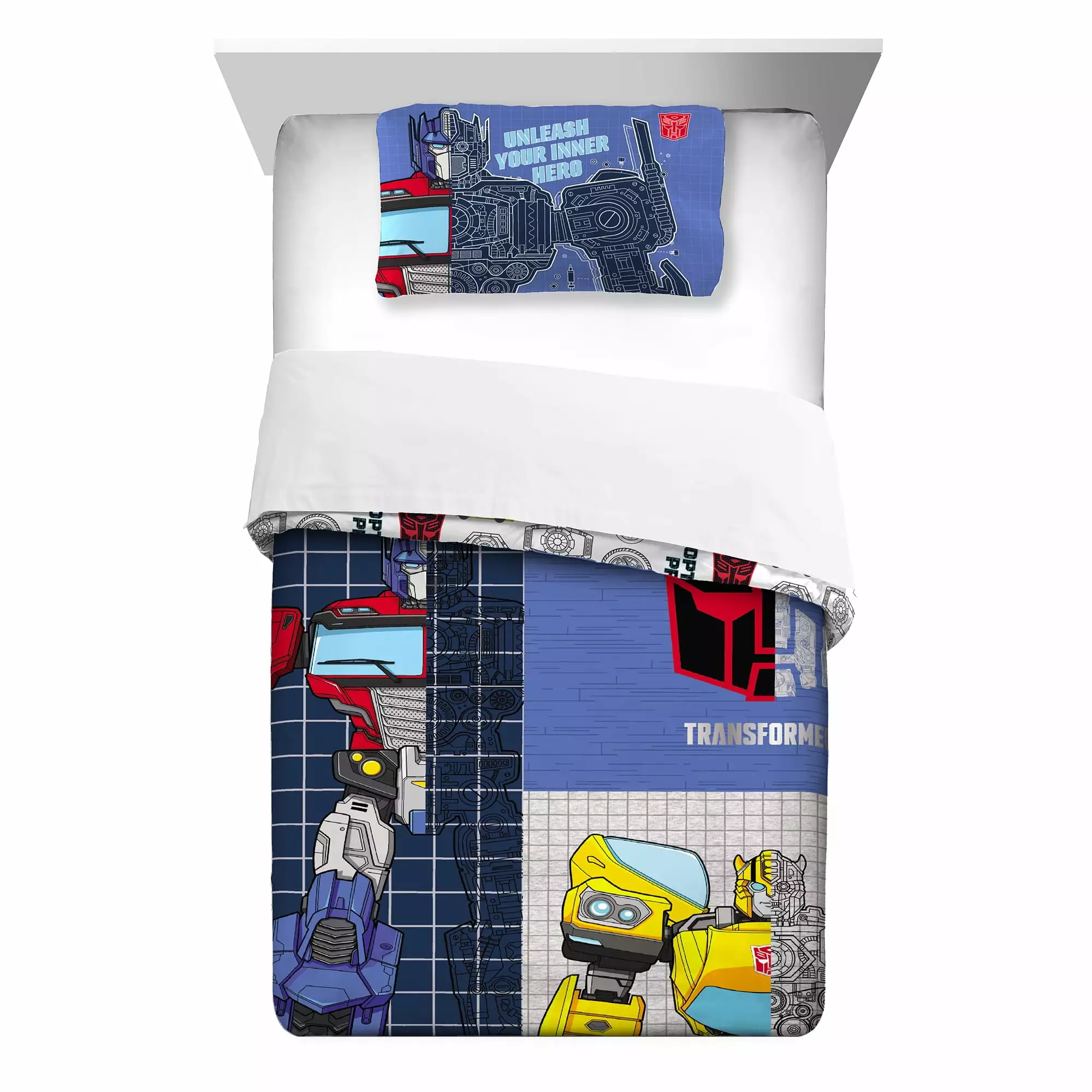 Transformers Kids Comforter and Pillowcase. 2-Piece Set. Twin/Full. Reversible. Hasbro