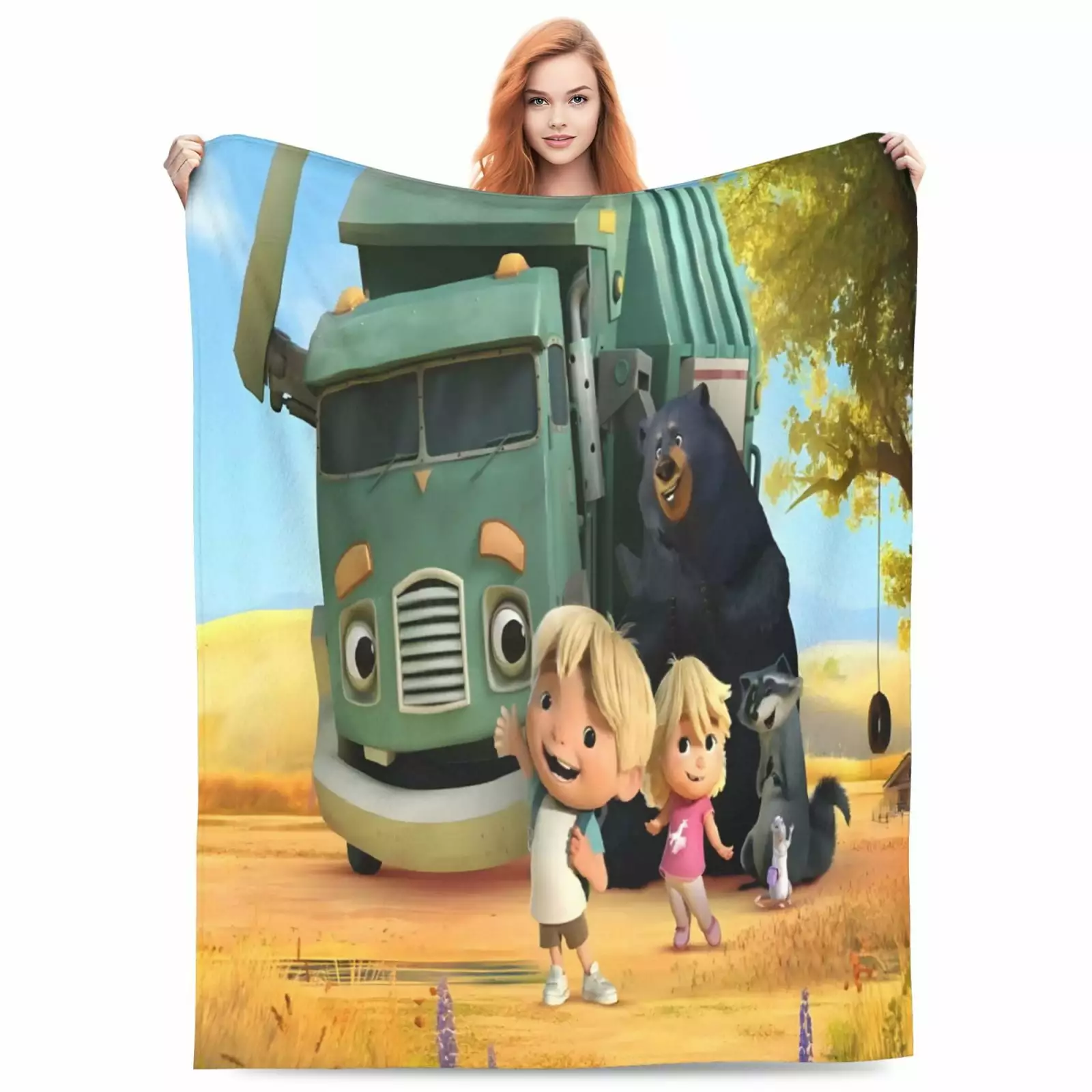 Trash Truck Blankets for Girls Boys Throw Blanket Super Warm Soft Plush Lightweight Fleece Flannel Blanket Christmas Birthday Winter Sofa Bedding Blanket 40x30