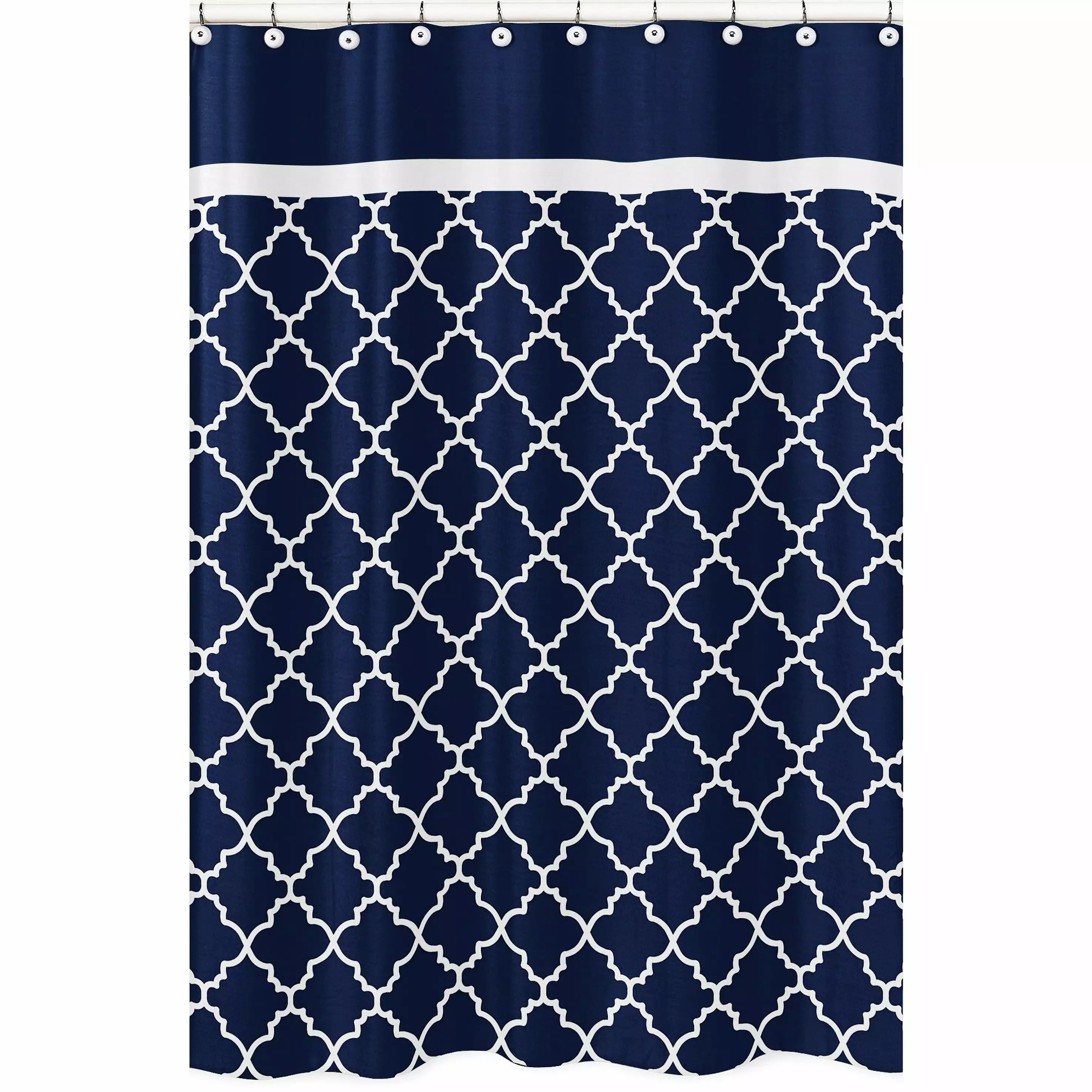 Trellis Navy Blue and White Collection Shower Curtain