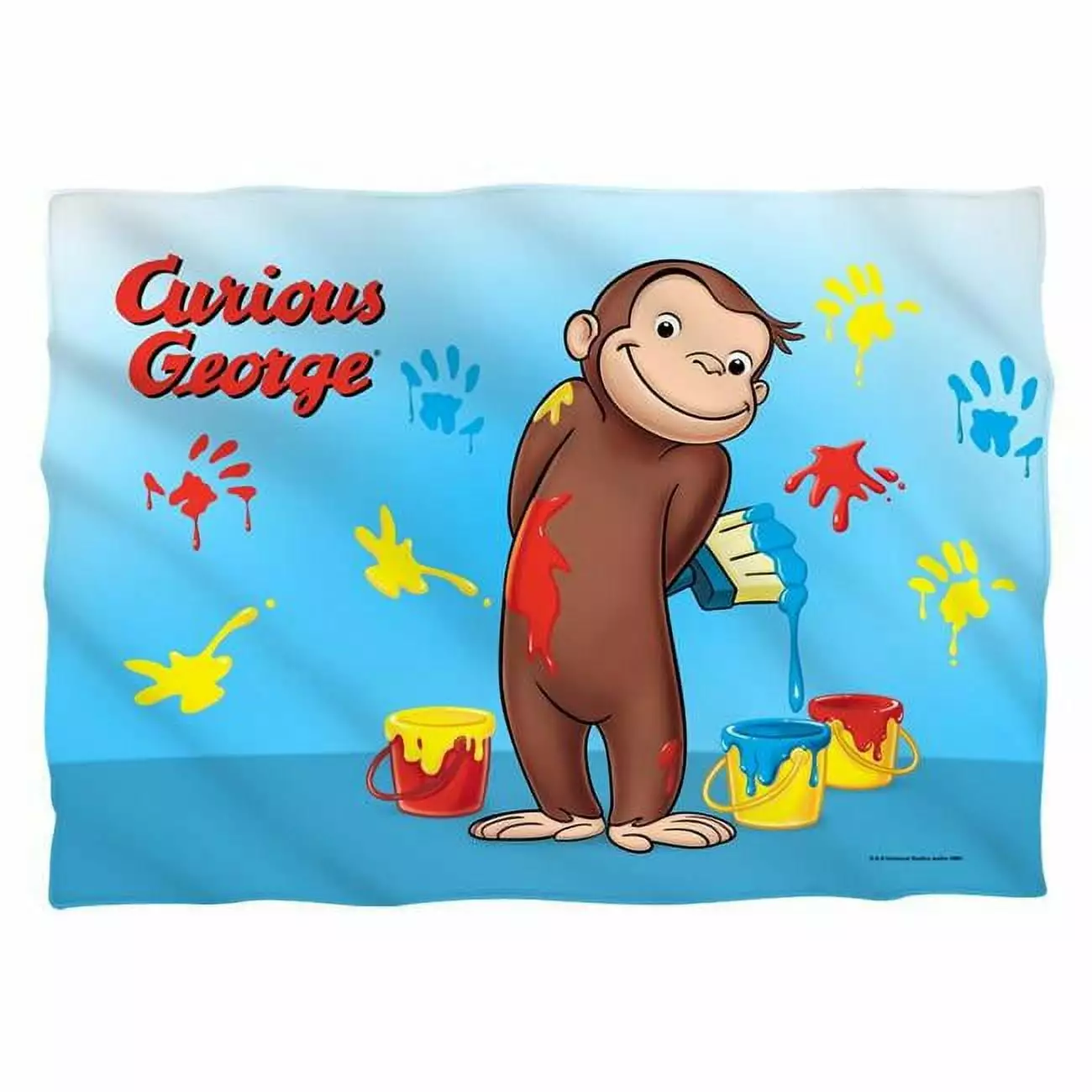 Trevco UNI873-PLO1-20x28 20 x 28 in. Curious George & Paint 100 Percent Pillow Case, White