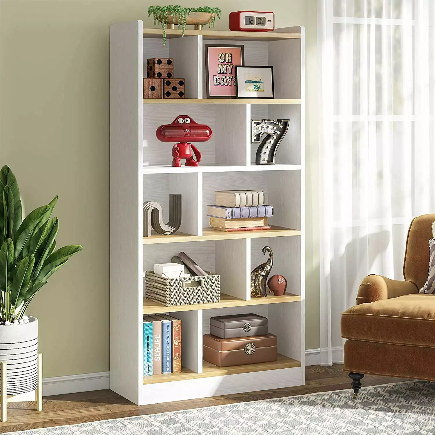 Tribesigns 72-inch Tall Bookcase. 6-Tier Bookshelf Modern Cube Bookshelves. Cube Storage Organizer for Living Room. Bedroom. Home Office. White