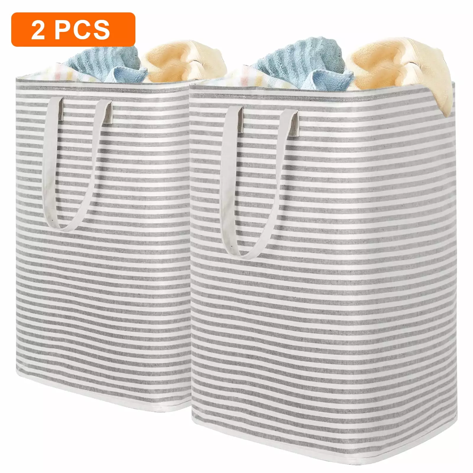 Tripumer 2-Pack 72L Large Laundry Basket Collapsible Laundry Hamper Waterproof Freestanding Tall Clothes Hamper with Extended Handles for Clothes Toys in the Dorm and Family