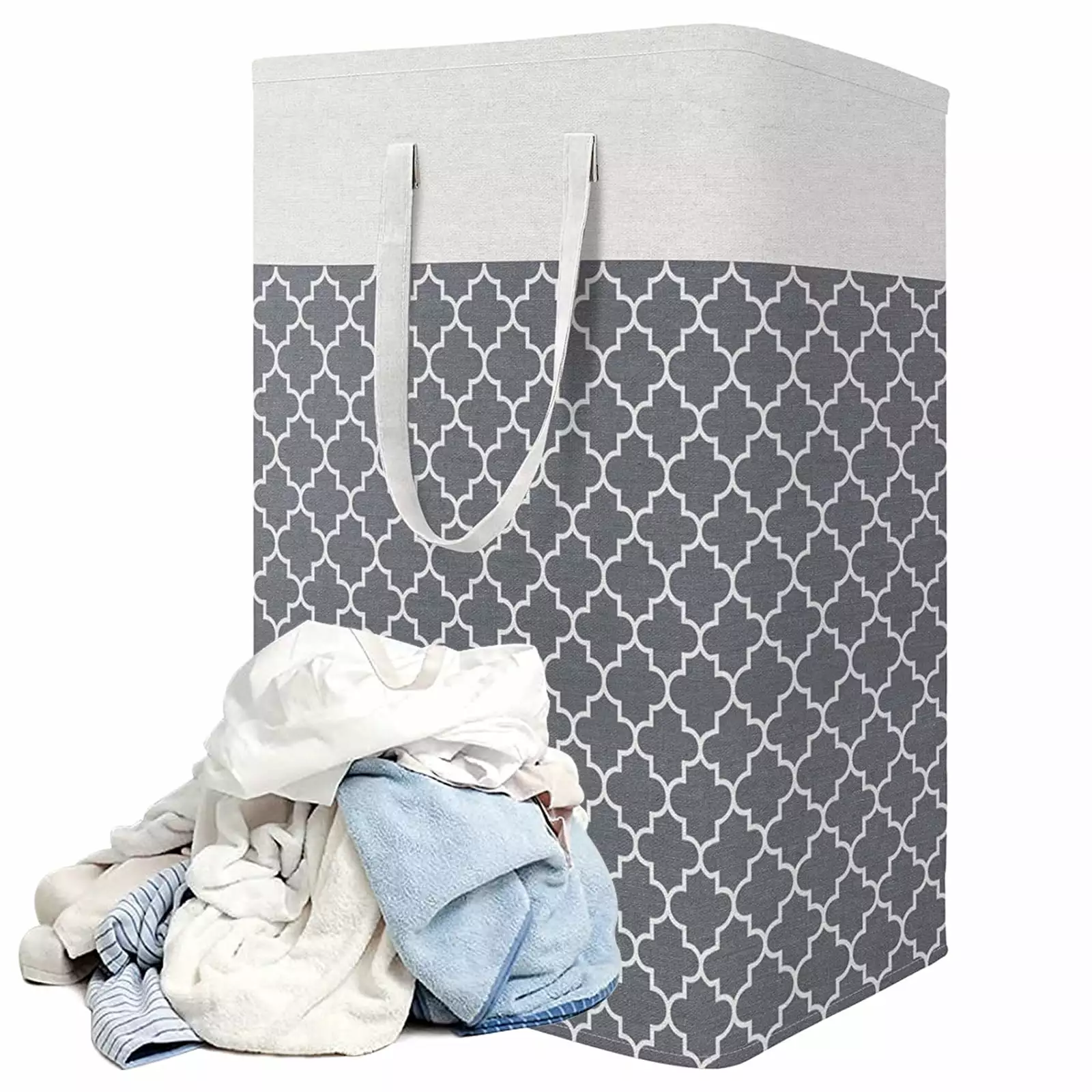 Tripumer 75L Laundry Basket Waterproof Oversized Laundry Hampers Foldable Laundry Basket with Soft Cotton Handles Laundry Basket Easy to Store Grey