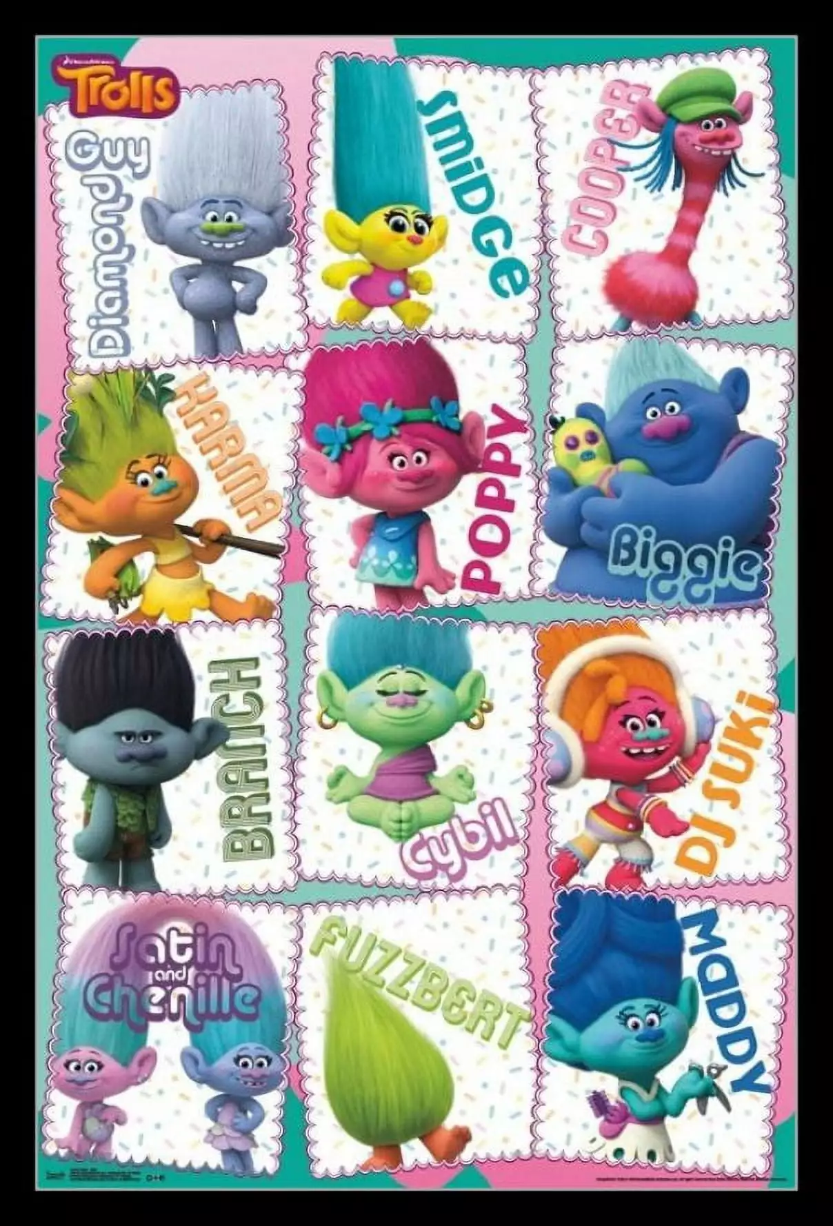 Trolls - Grid Laminated & Framed Poster Print (22 x 34)