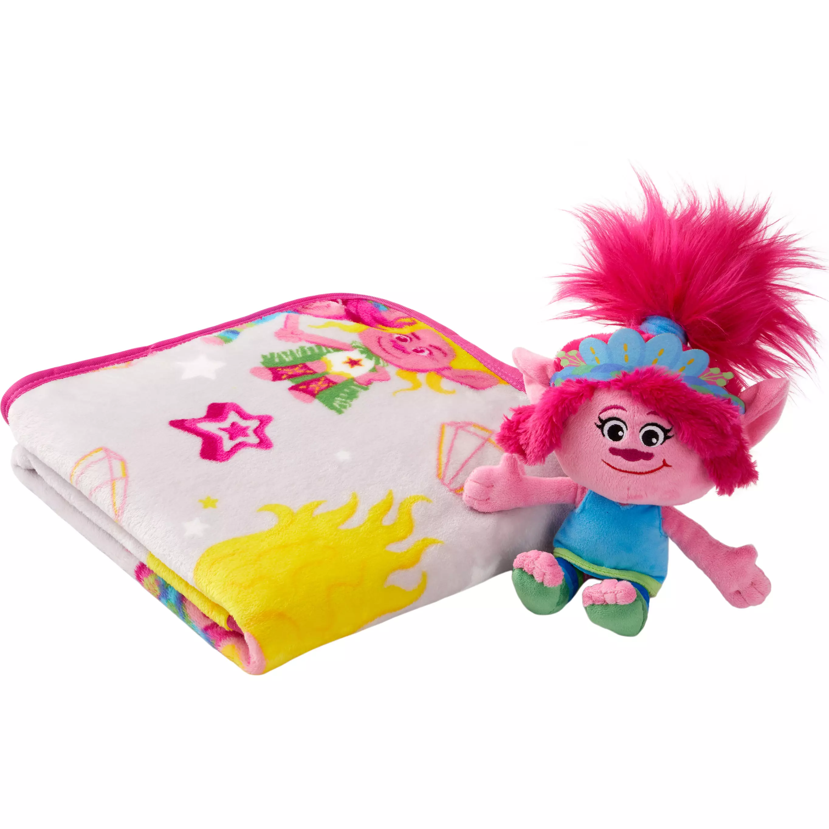 Trolls Hugger Pillow and Throw. 2-Piece Giftable Set