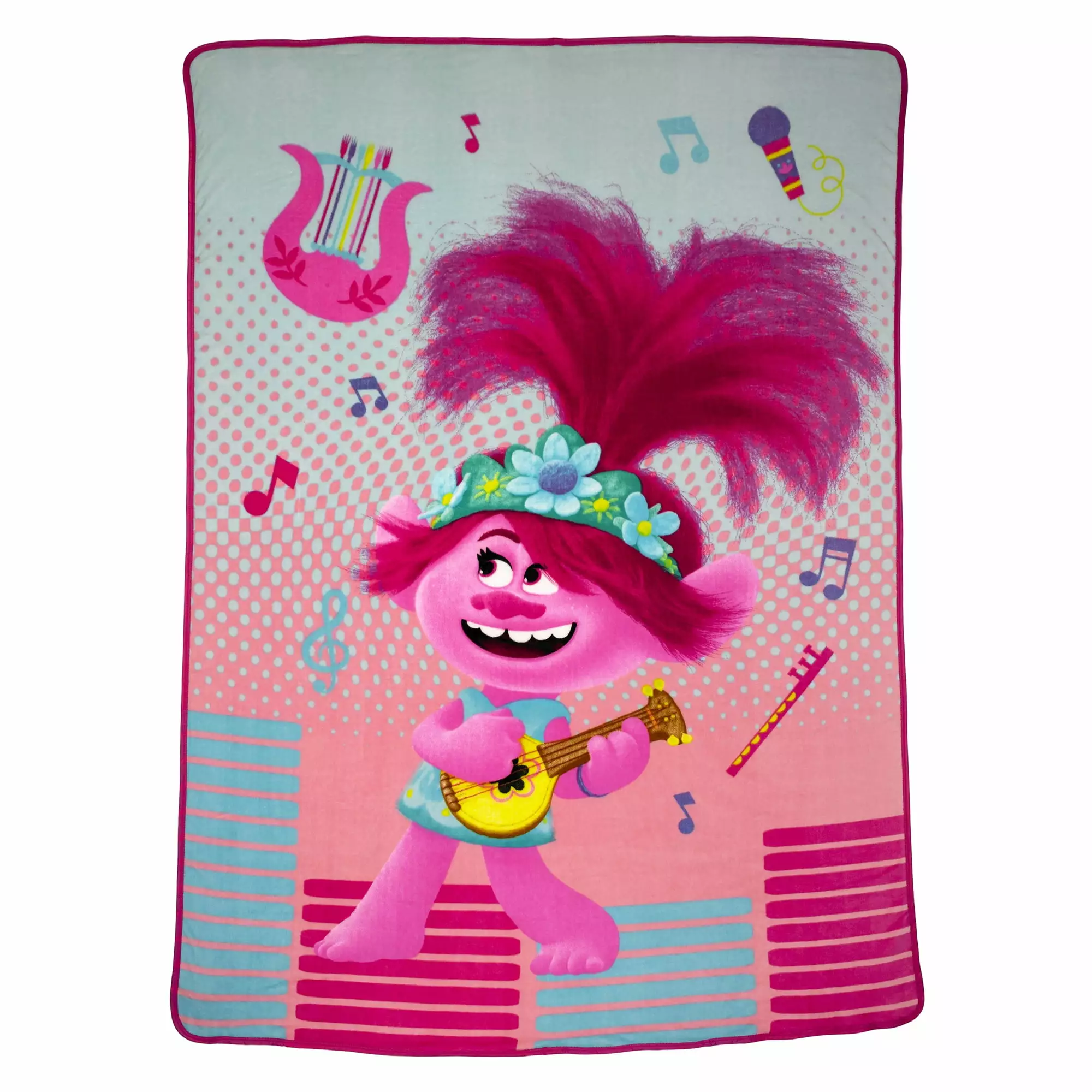 Trolls Kids Fleece Twin/Full Blanket. 62 x 90. Pink. Dreamworks