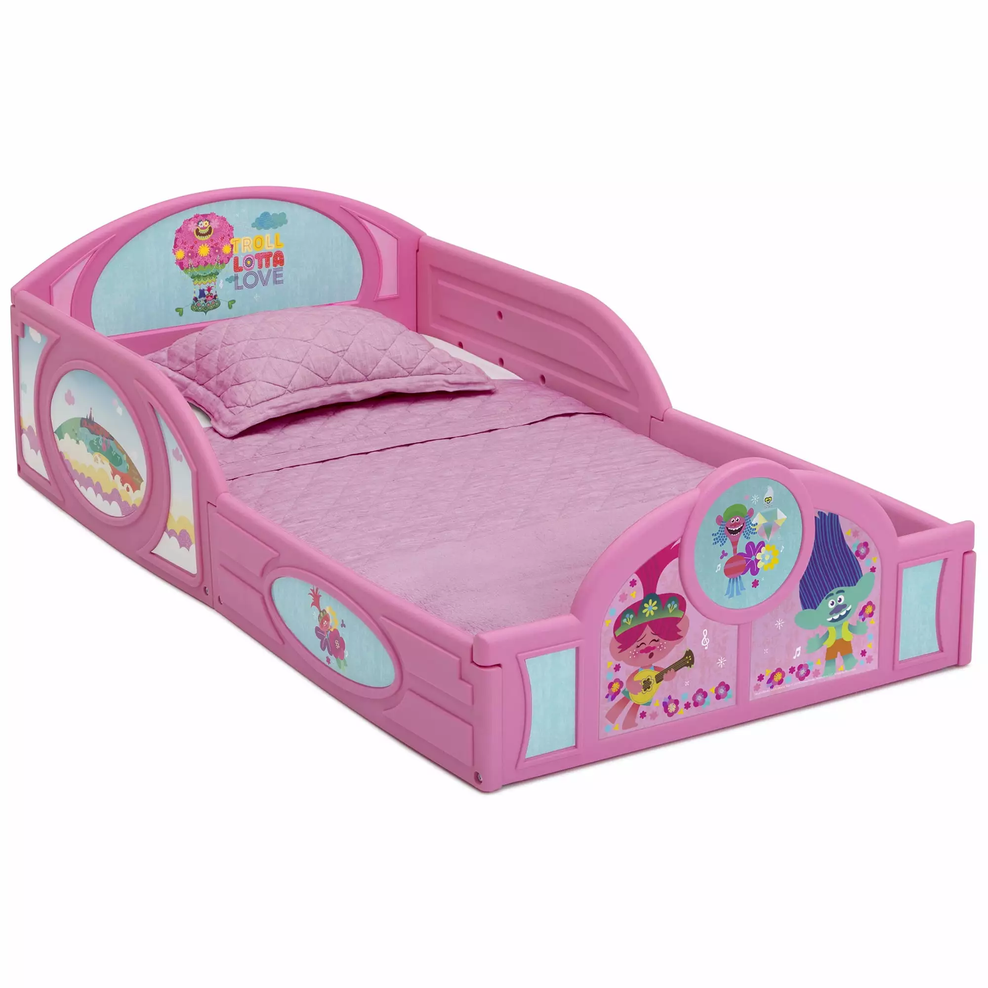 Trolls World Tour Plastic Sleep and Play Toddler Bed by Delta Children