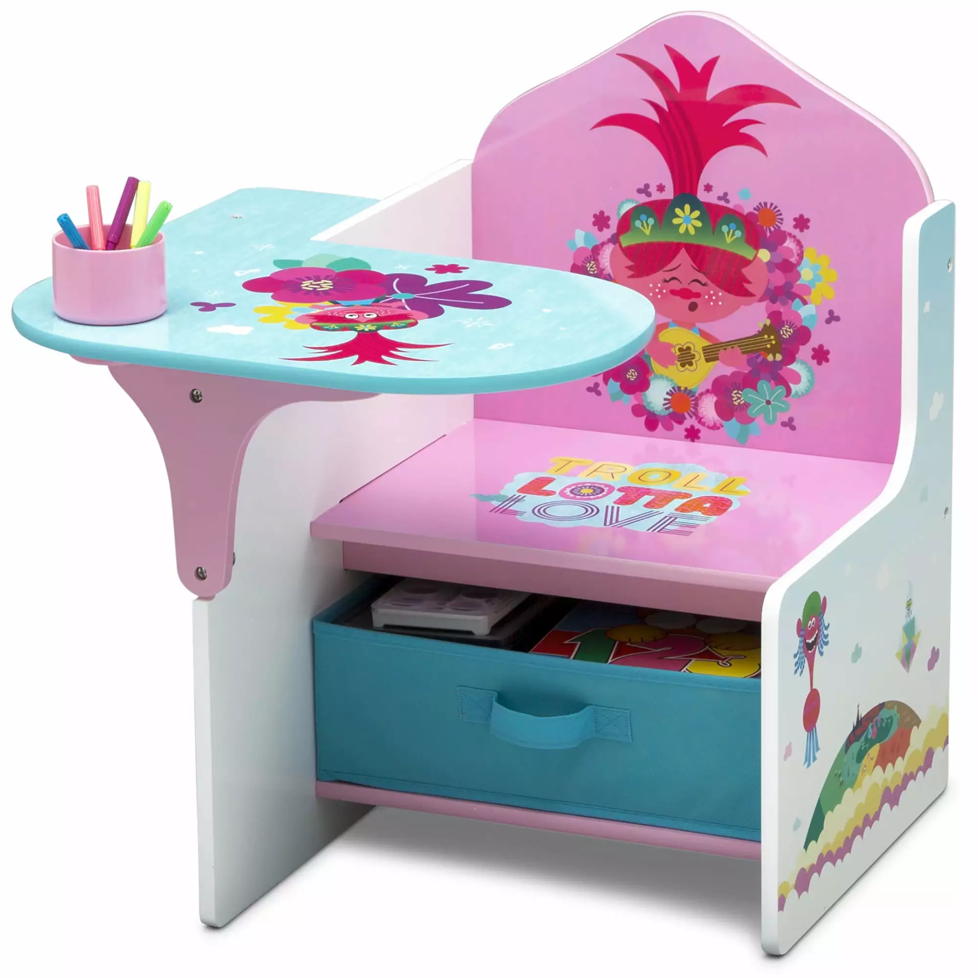 Trolls World Tour Toddler Chair Desk with Storage Bin by Delta Children. Greenguard Gold Certified