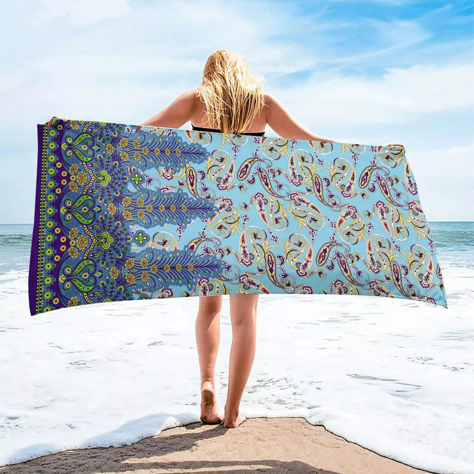 Turkish Beach Towel Qwtwty Microfiber Beach Towel Super Lightweight Colorful Bath Towel Sandproof Beach Blanket Multi-Purpose Towel for Travel Swimming Pool 30x60 Inch on Clearance