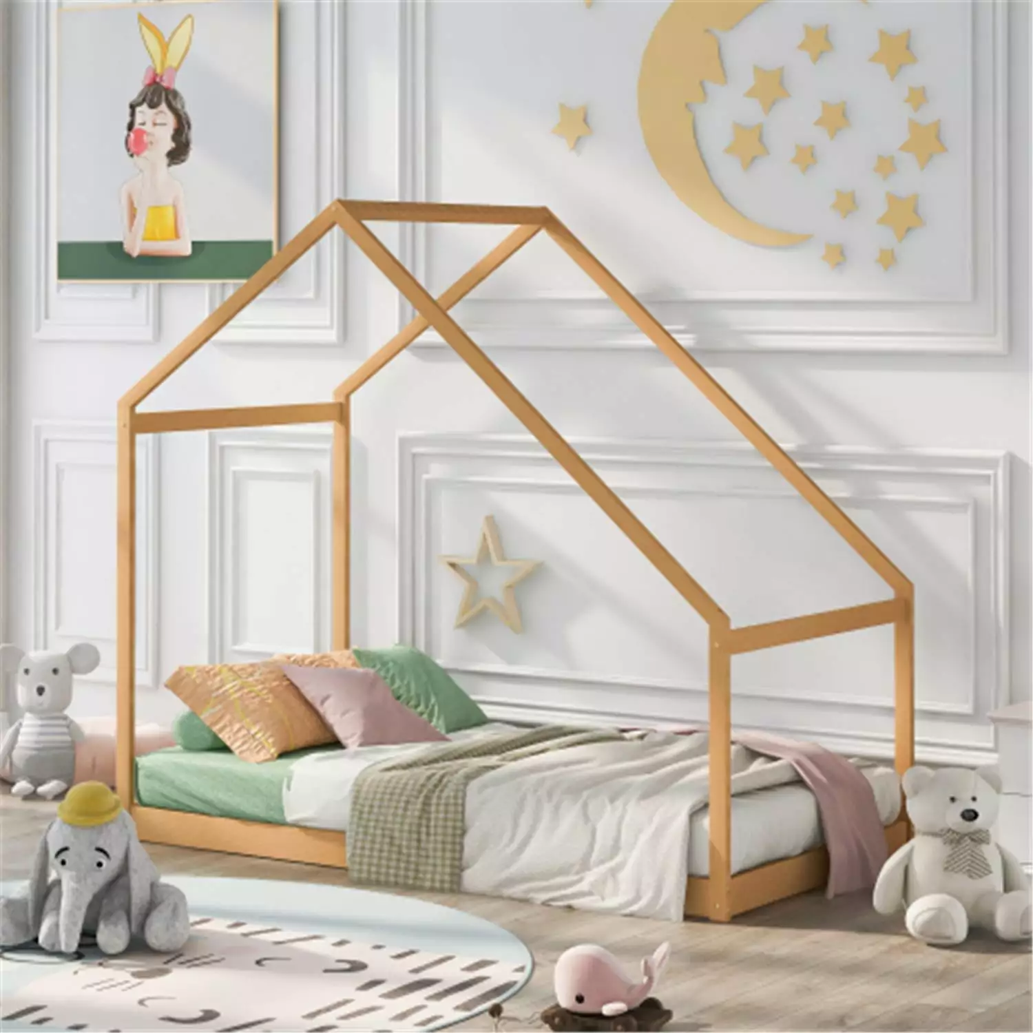 Twin Size House Bed Frame. Easy Assembly. For Kids. Boys and Girls