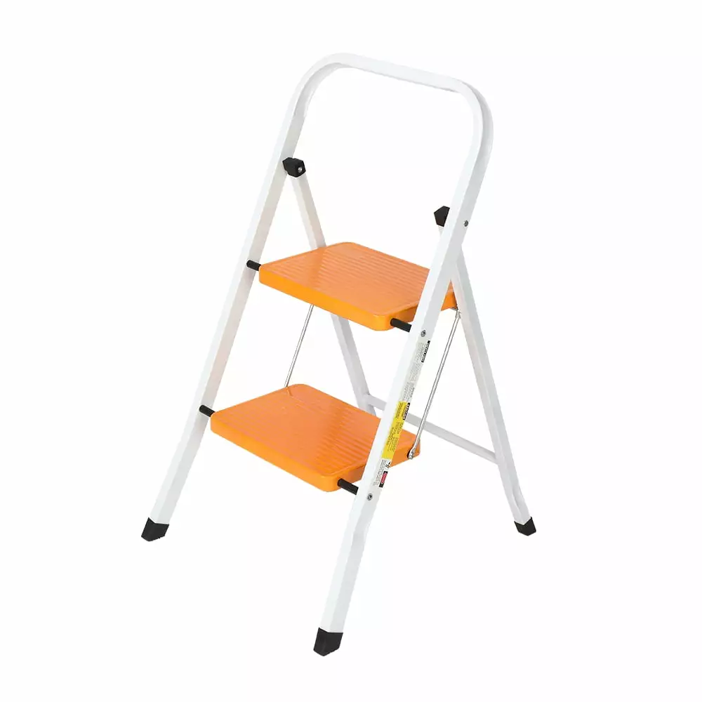 UBesGoo Folding 2 Step Stool. Lightweight White Step Ladder Portable Stepladder. With Anti-Slip Wide Pedal. Multi-Use For Home and Office. 330 Lbs Capacity