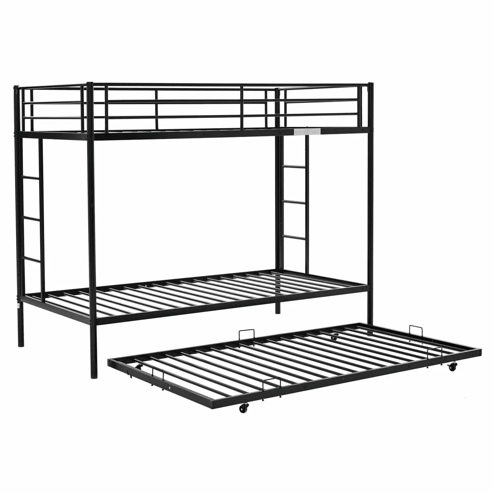 UBesGoo Metal Twin Bunk & Daybed with Safety Guardrails and Ladder with Twin Size Trundle Bed. Black