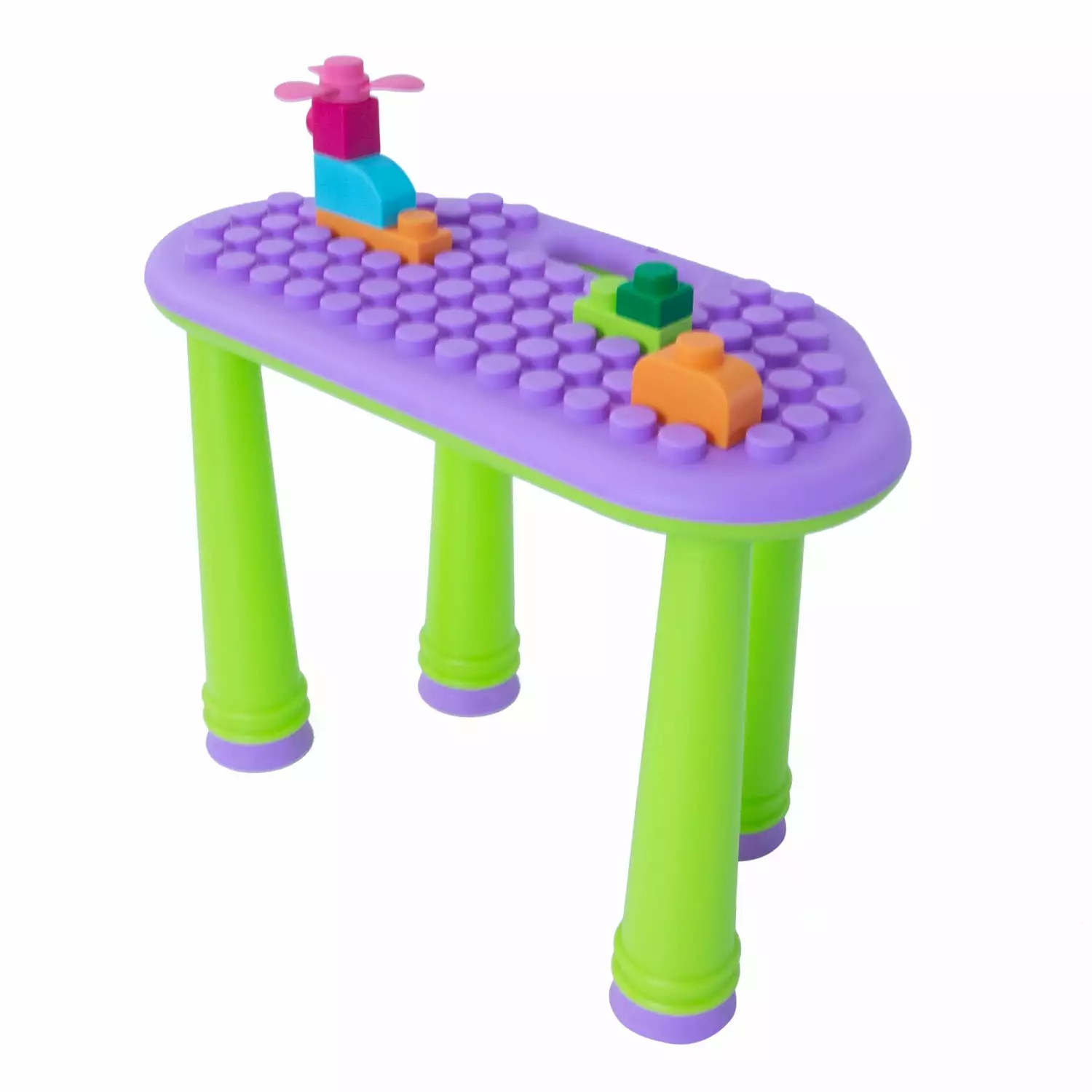 UNiPLAY Indoor/Outdoor Toddler Activity Table Set with 25 Piece Building Blocks. Kids Play Table for Building Blocks Toy. Motor Development. Sensory Learning Toys for Toddlers (Purple)