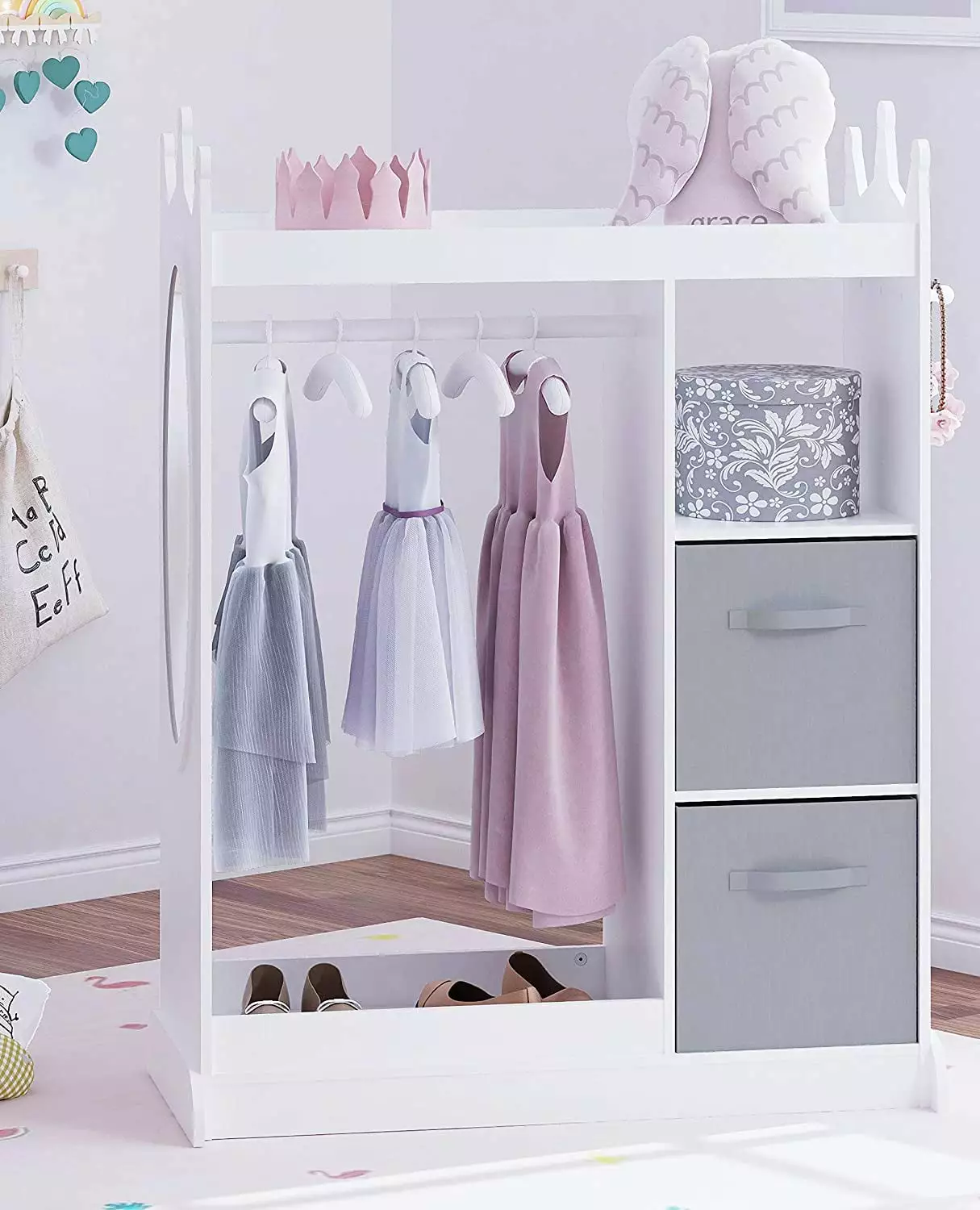 UTEX Kids Dress up Storage with Mirror and Storage