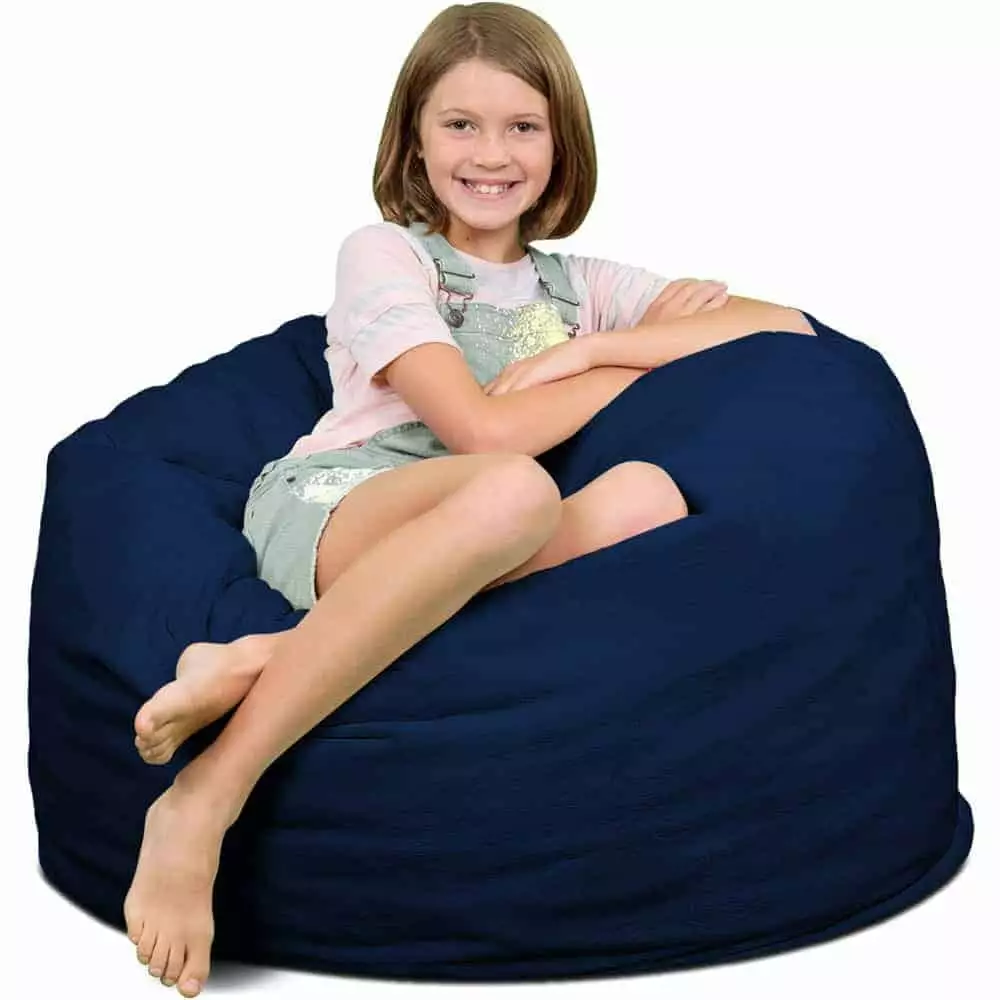 Ultimate Sack 3000 (3 ft.) Bean Bag Chair in multiple colors: Giant Foam-Filled Furniture - Machine Washable Covers. Double Stitched Seams. Durable Inner Liner. (3000. Navy Suede)