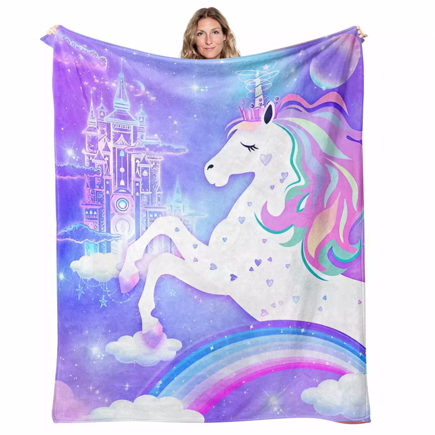 Unicorn Blanket for Girls. Cute Unicorn Angle Blanket Gifts for Baby. Super Soft Flannel Cozy Purple Blanket for Kids Chritmas Easter Birthday Prensent for Girls Throw Blanket 50 X 60