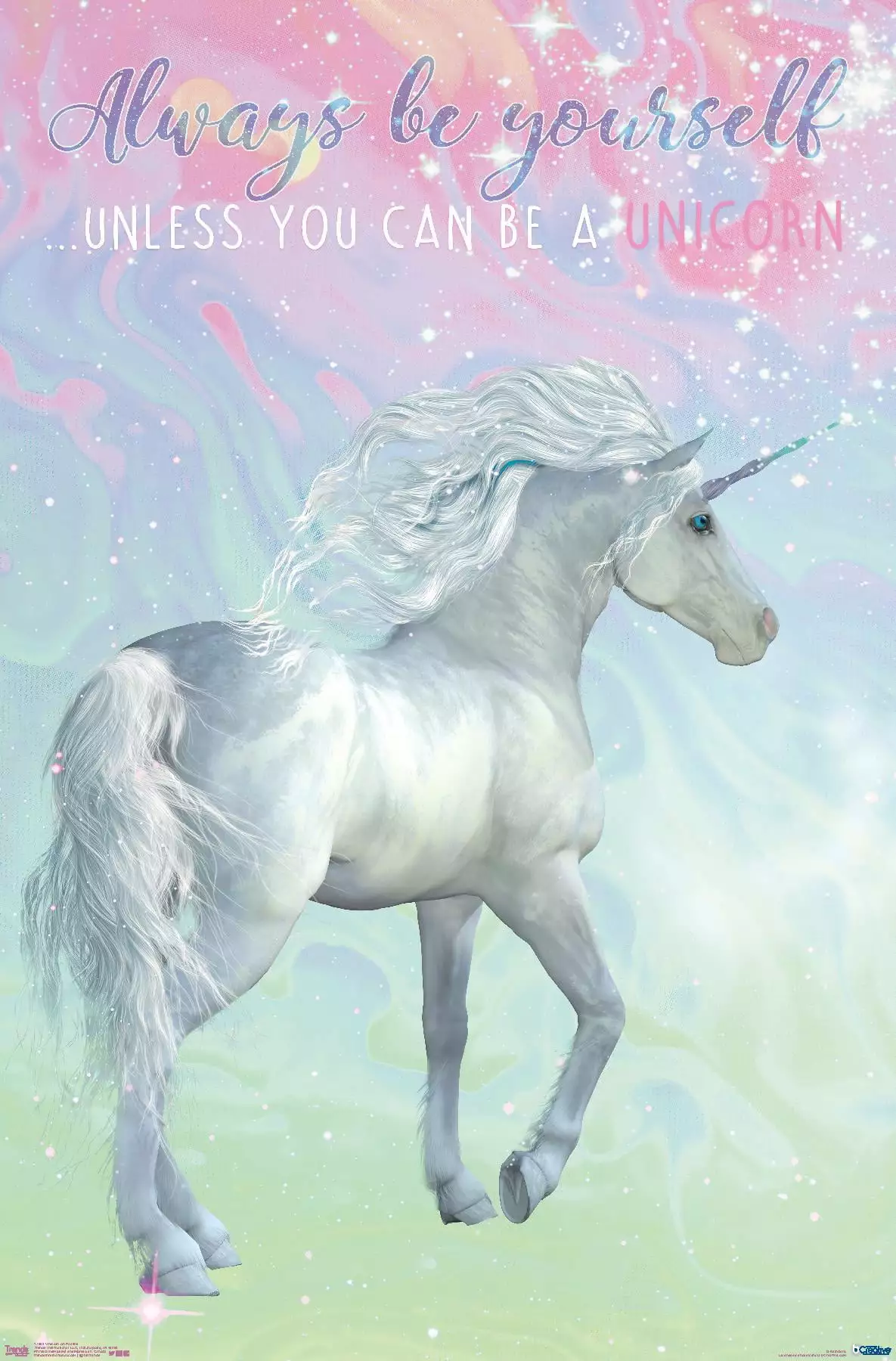 Unicorn On Pastels Wall Poster. 22.375 x 34