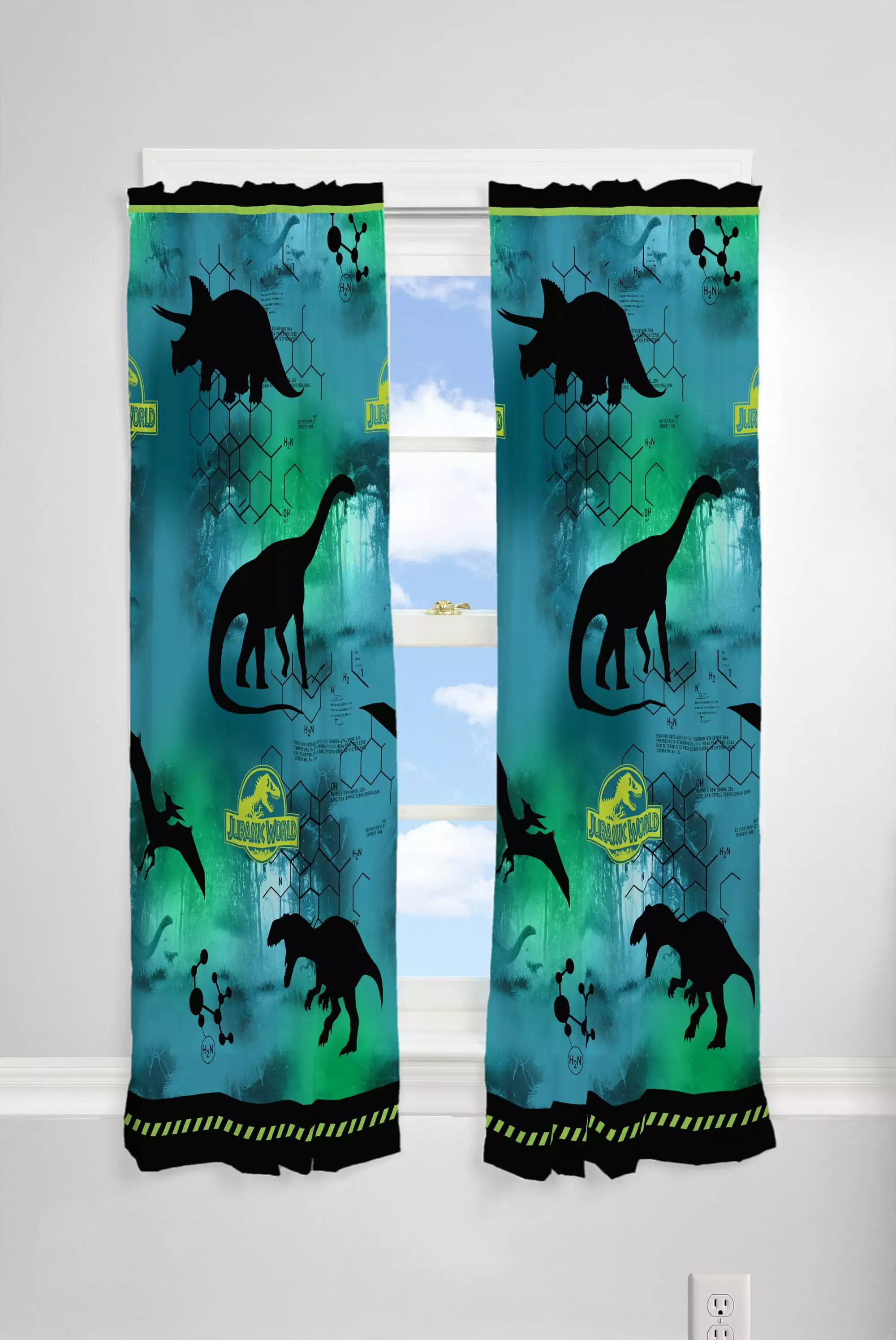 Universal Jurassic World Mesozoic Era Boys Bedroom Curtain Set